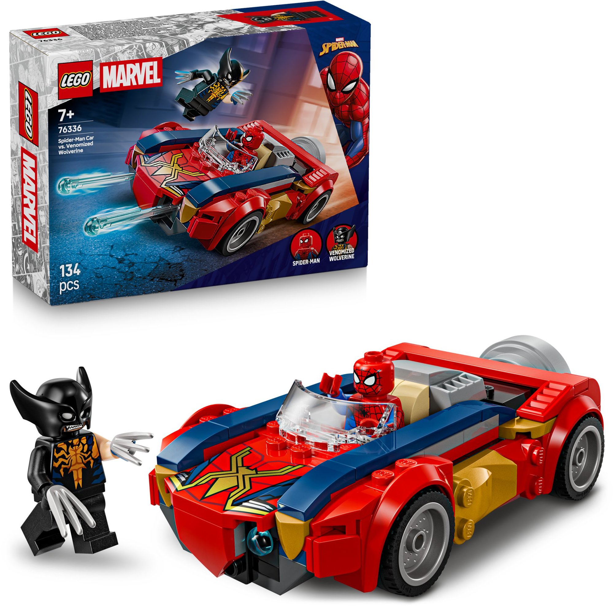 LEGO Super Heroes 76336 Spider-Man a auto vs. venomizovaný Wolverine