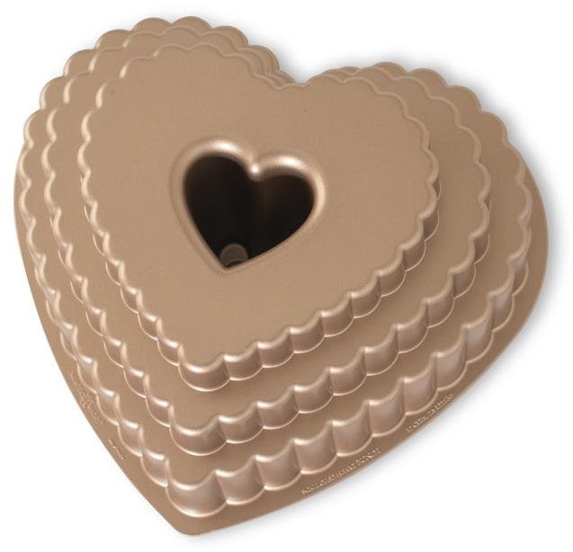 NORDIC WARE Forma na bábovku HEART stupňovité karamelová