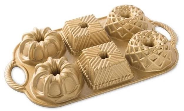 NORDIC WARE Forma na šest malých bábovek PREMIUM zlatá