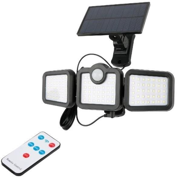 Entac Venkovní solární světlo LED s čidlem 15W 600lm, denní, posuvný solární panel, dálkové ovl.