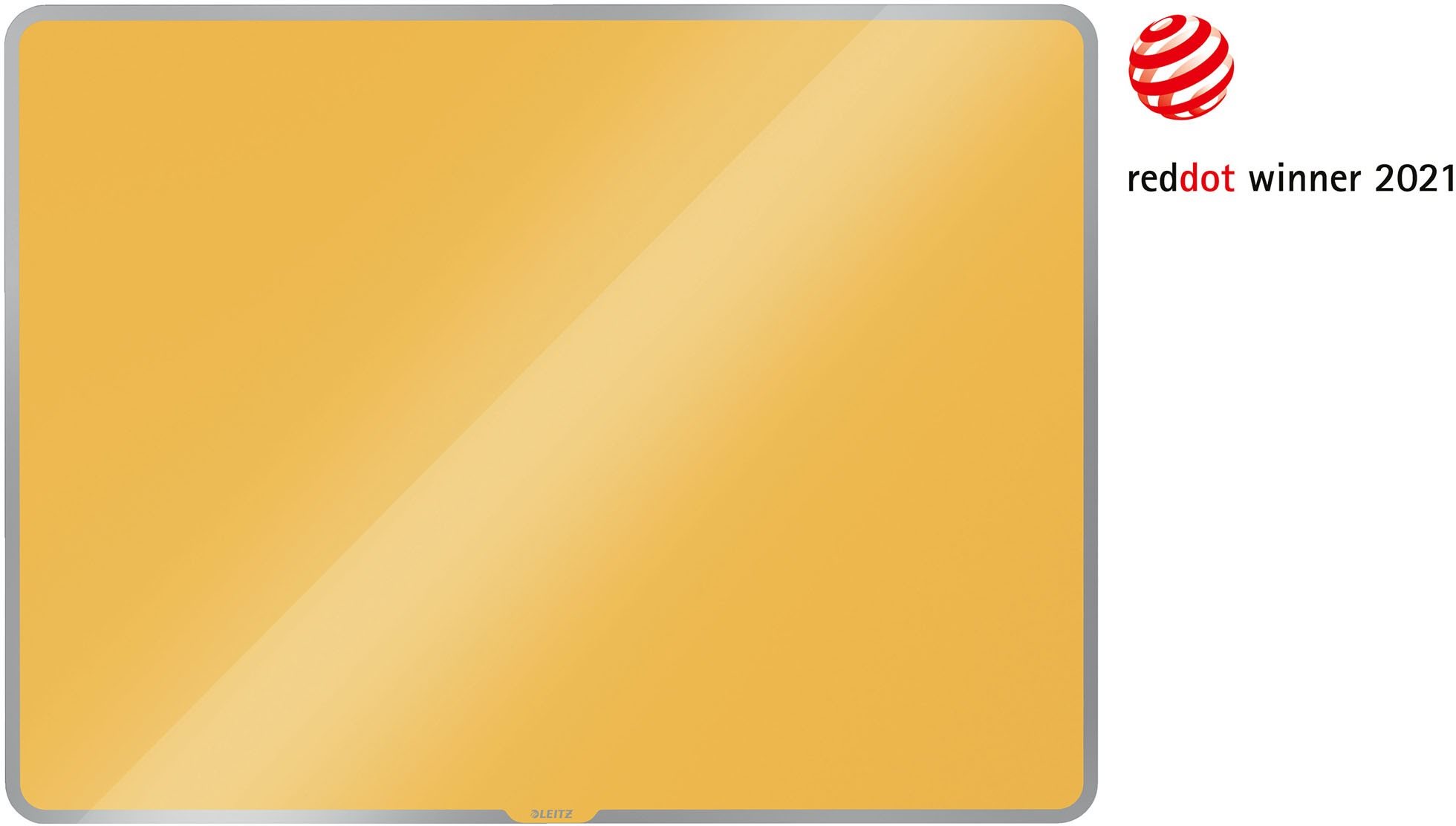 Magnetická tabule LEITZ Cosy v žluté barvě o rozměrech 45 x 45 cm.