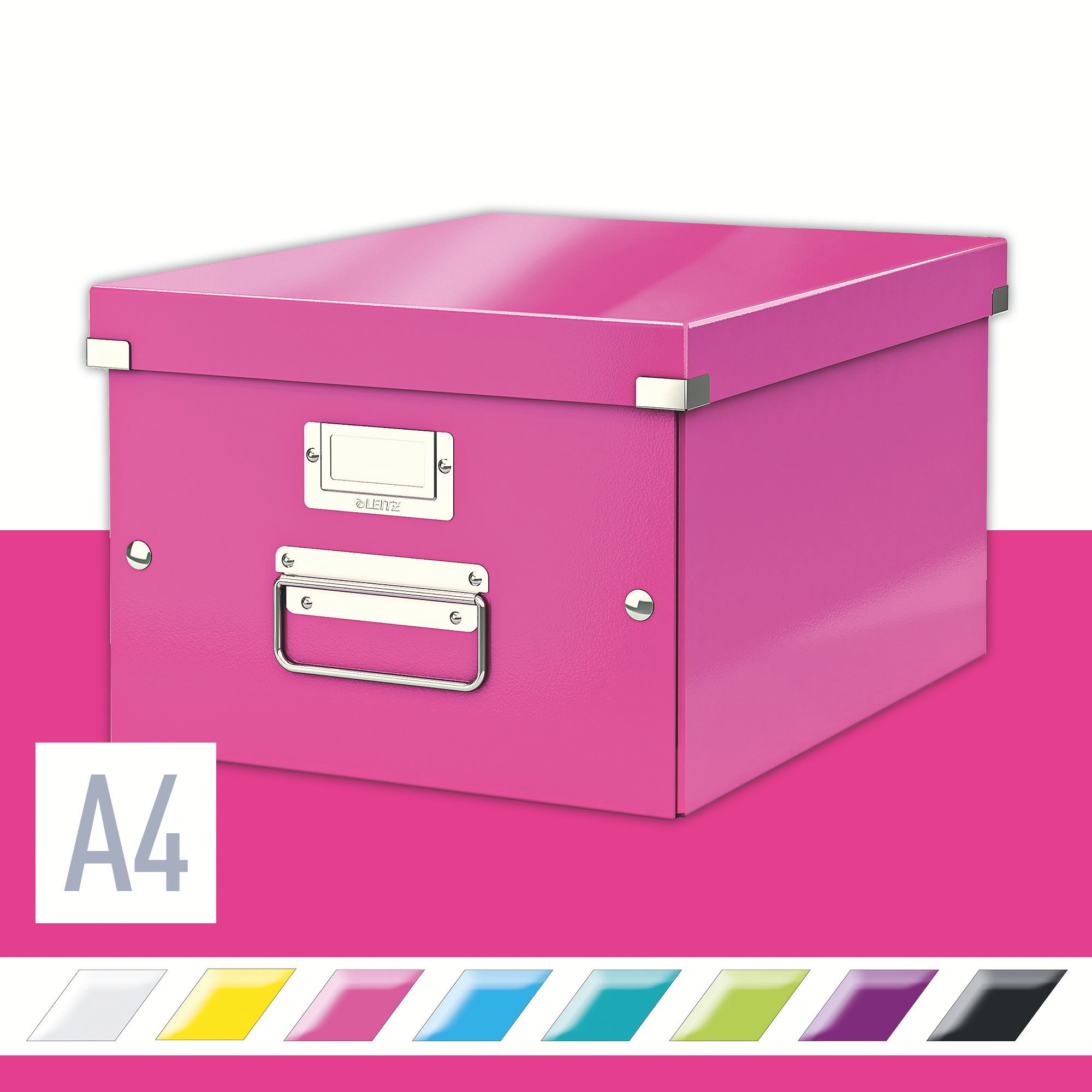 Archivační krabice LEITZ WOW Click & Store A4 28.1 x 10 x 37 cm, růžová