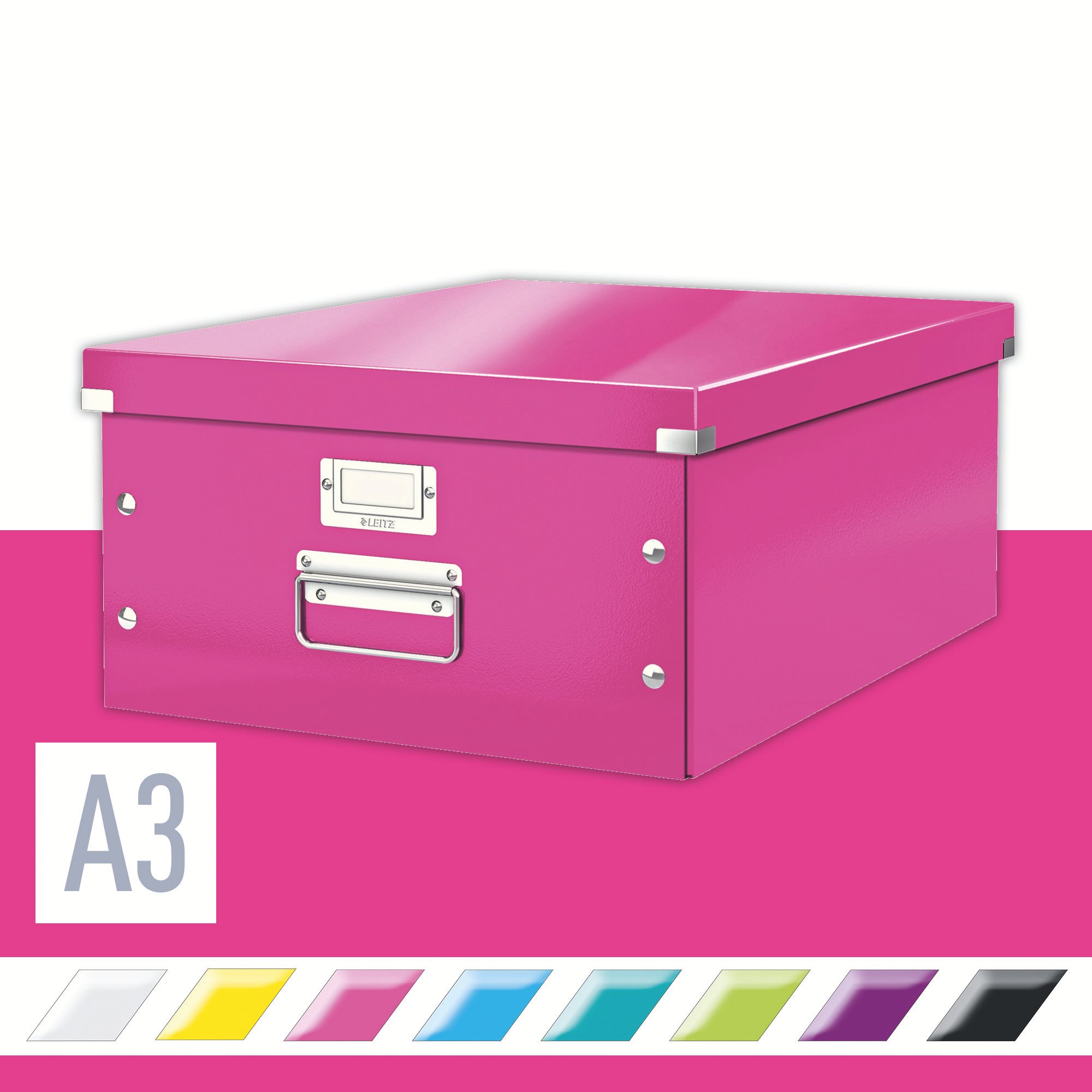 LEITZ WOW Click & Store A3 archivační krabice v růžové barvě
