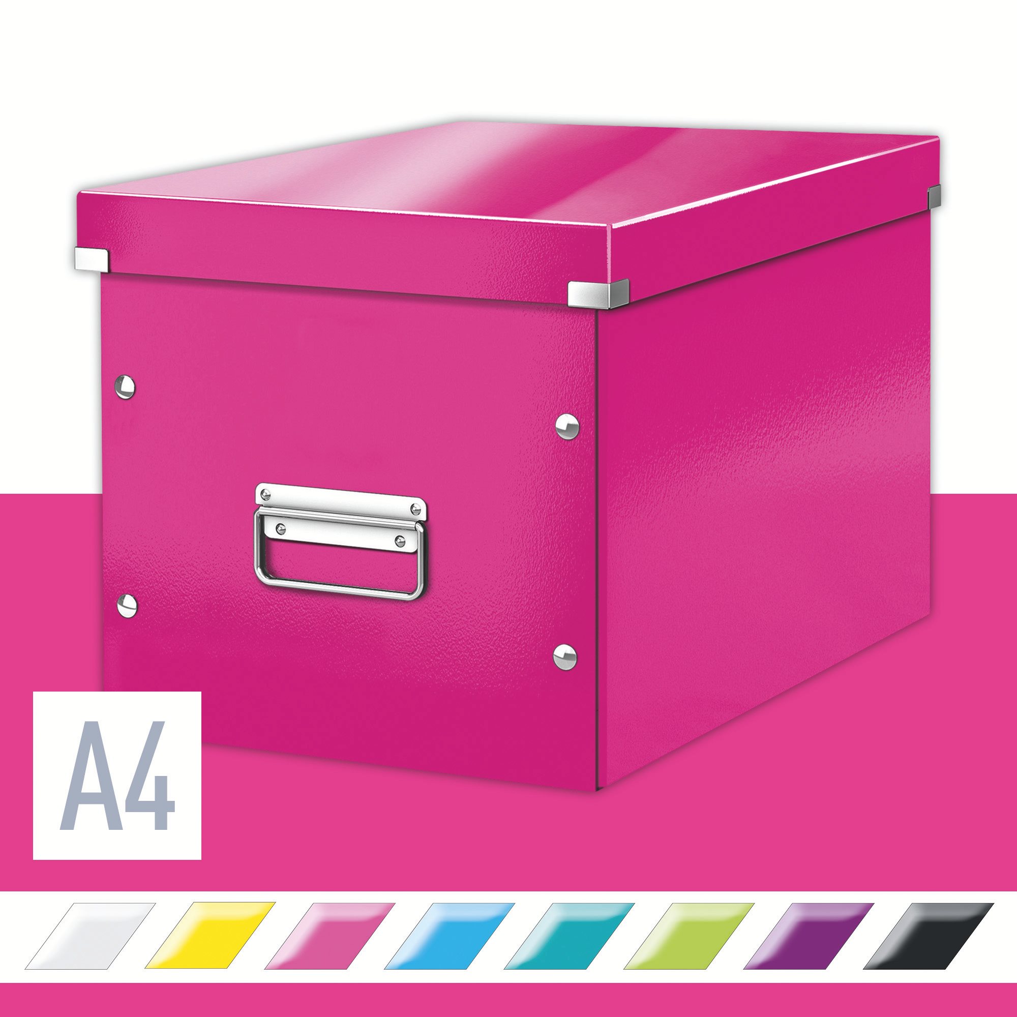 Růžová archivační krabice LEITZ WOW Click & Store A4