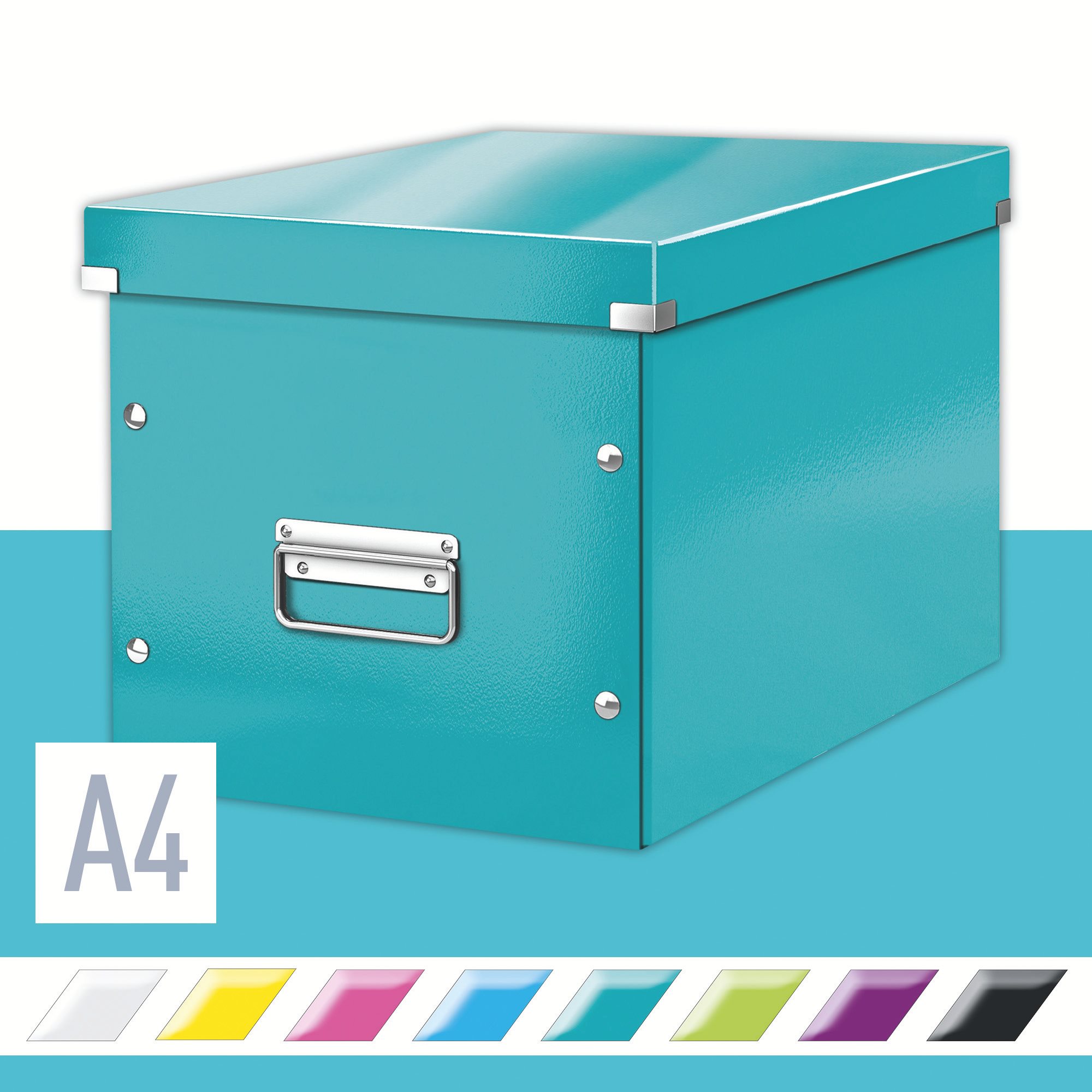 Archivační krabice LEITZ WOW Click & Store A4 v ledově modré barvě