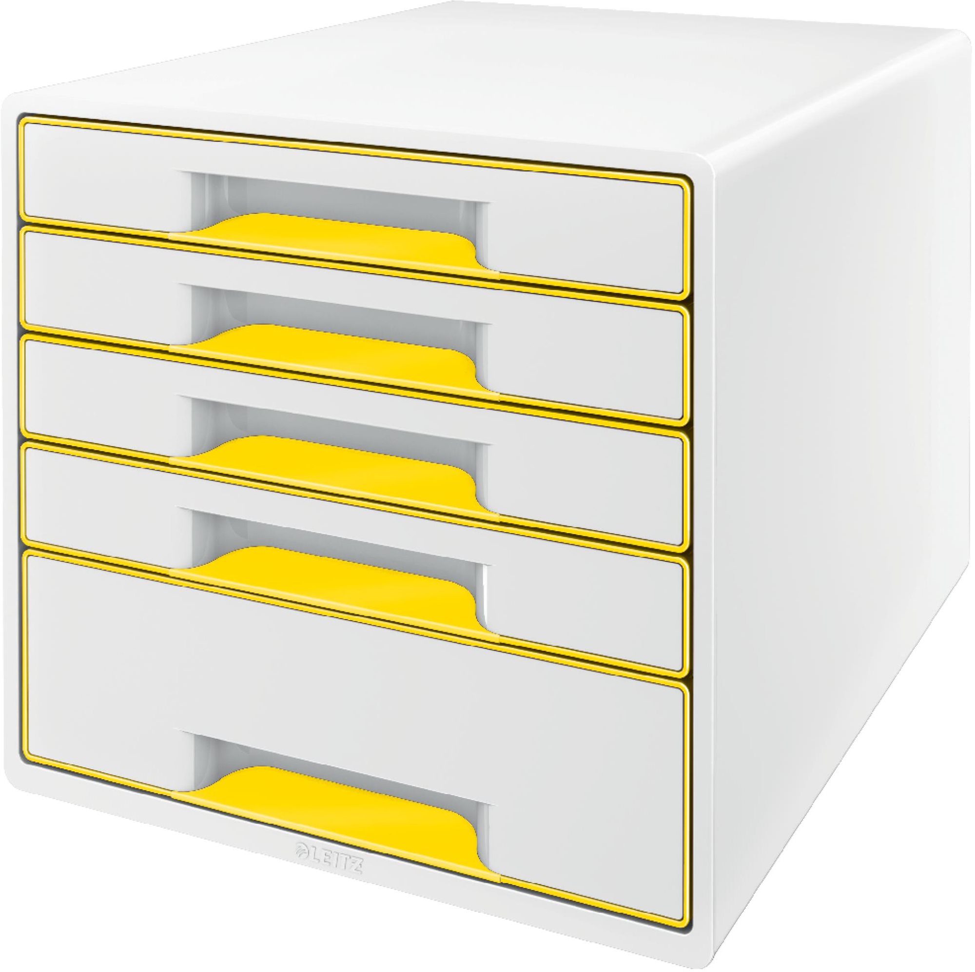 LEITZ WOW CUBE s pěti zásuvkami v bílo-žluté barvě