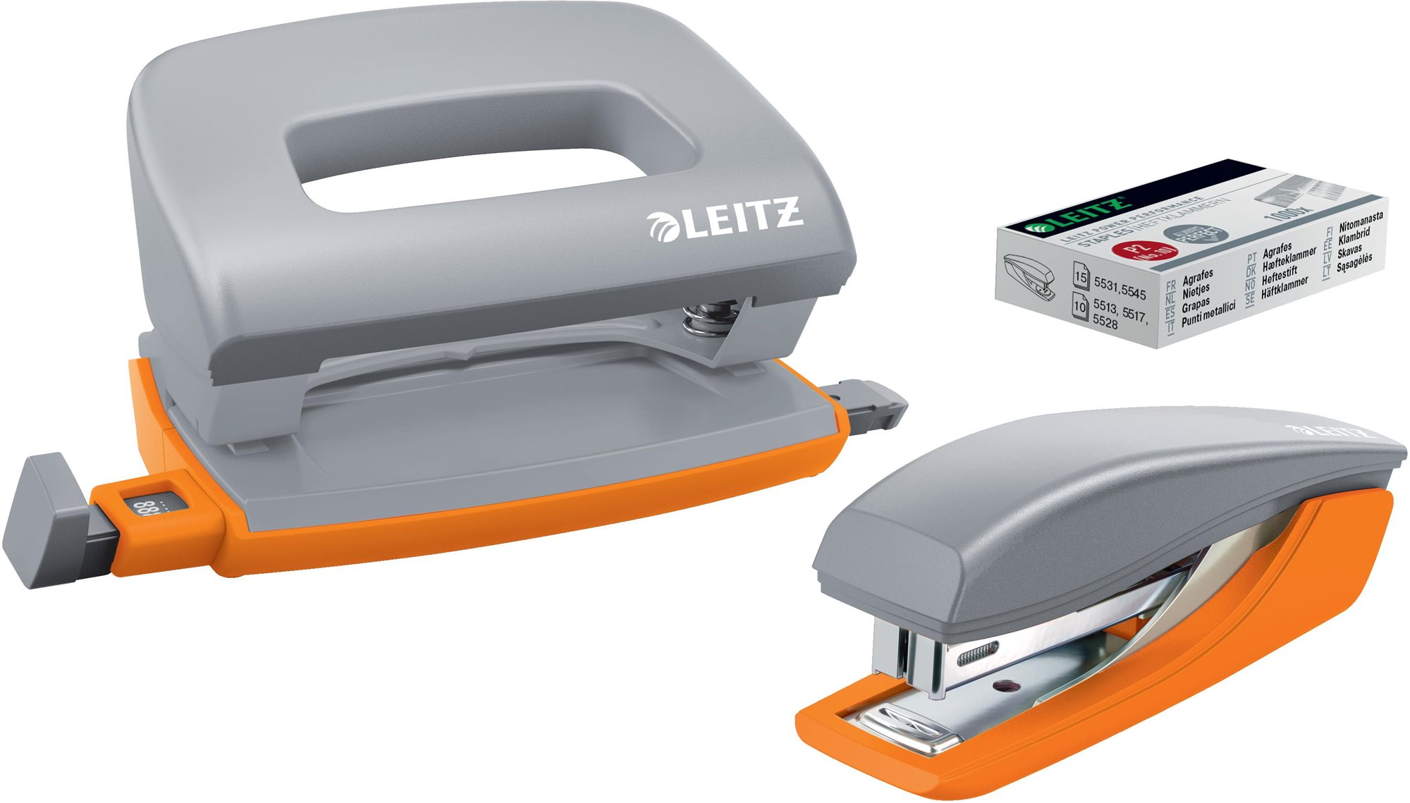 Leitz UrbanChic SET sešívačka + děrovačka, šedá