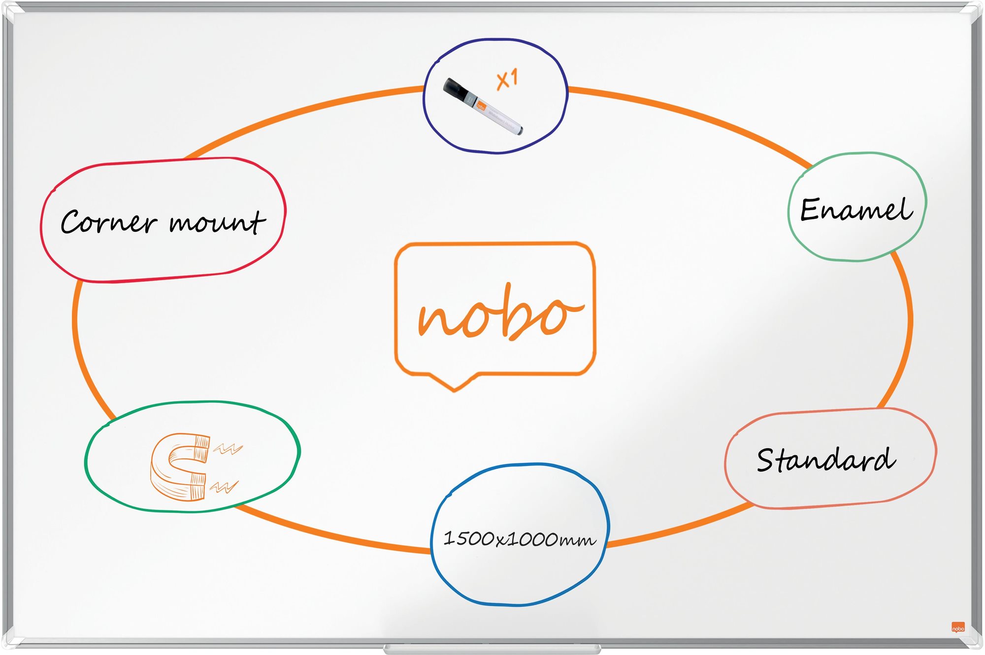 NOBO Premium Plus smaltovaná tabule 150 x 100 cm v bílém provedení