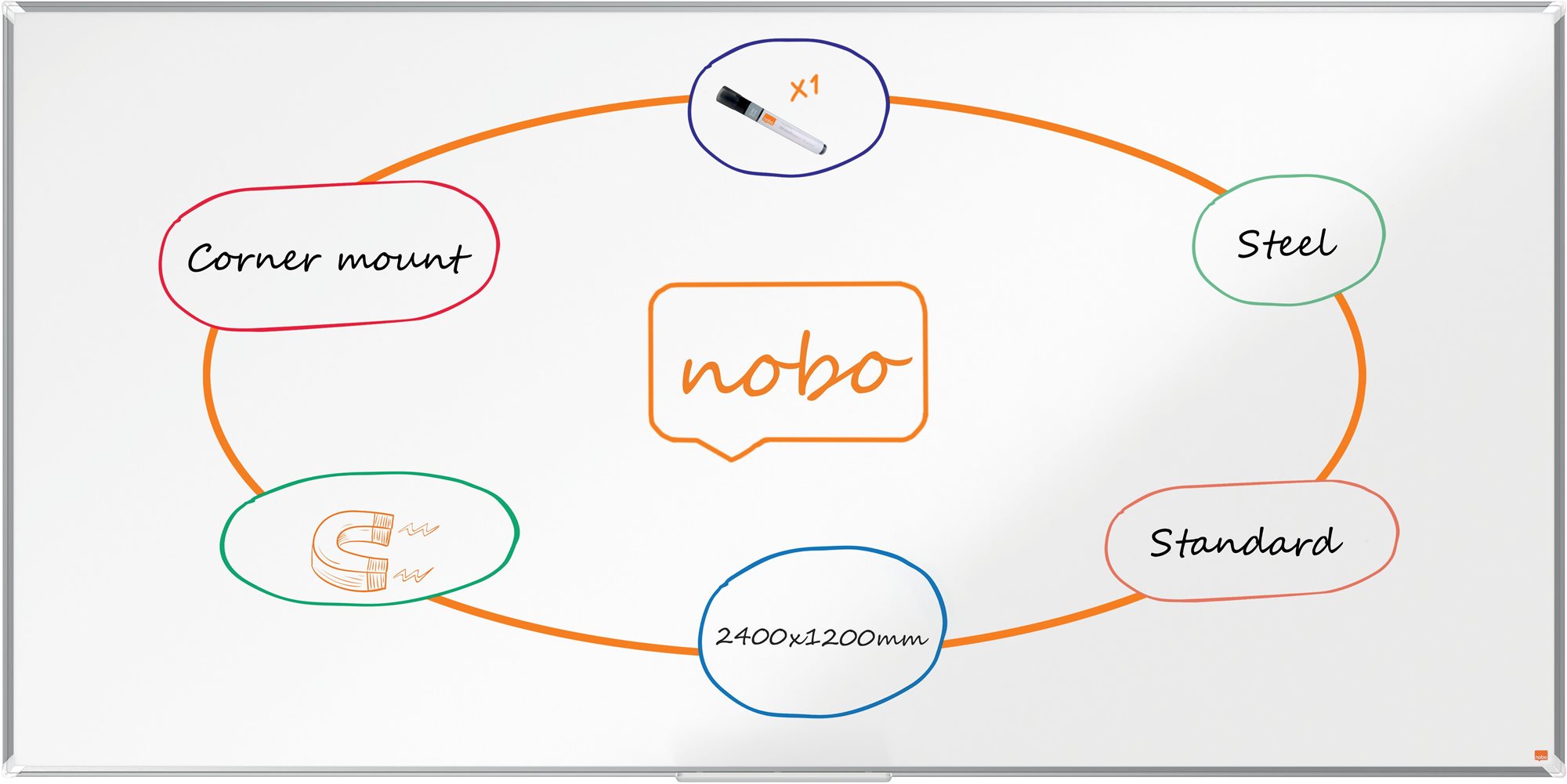 NOBO Premium Plus 240 x 120 cm, bílá