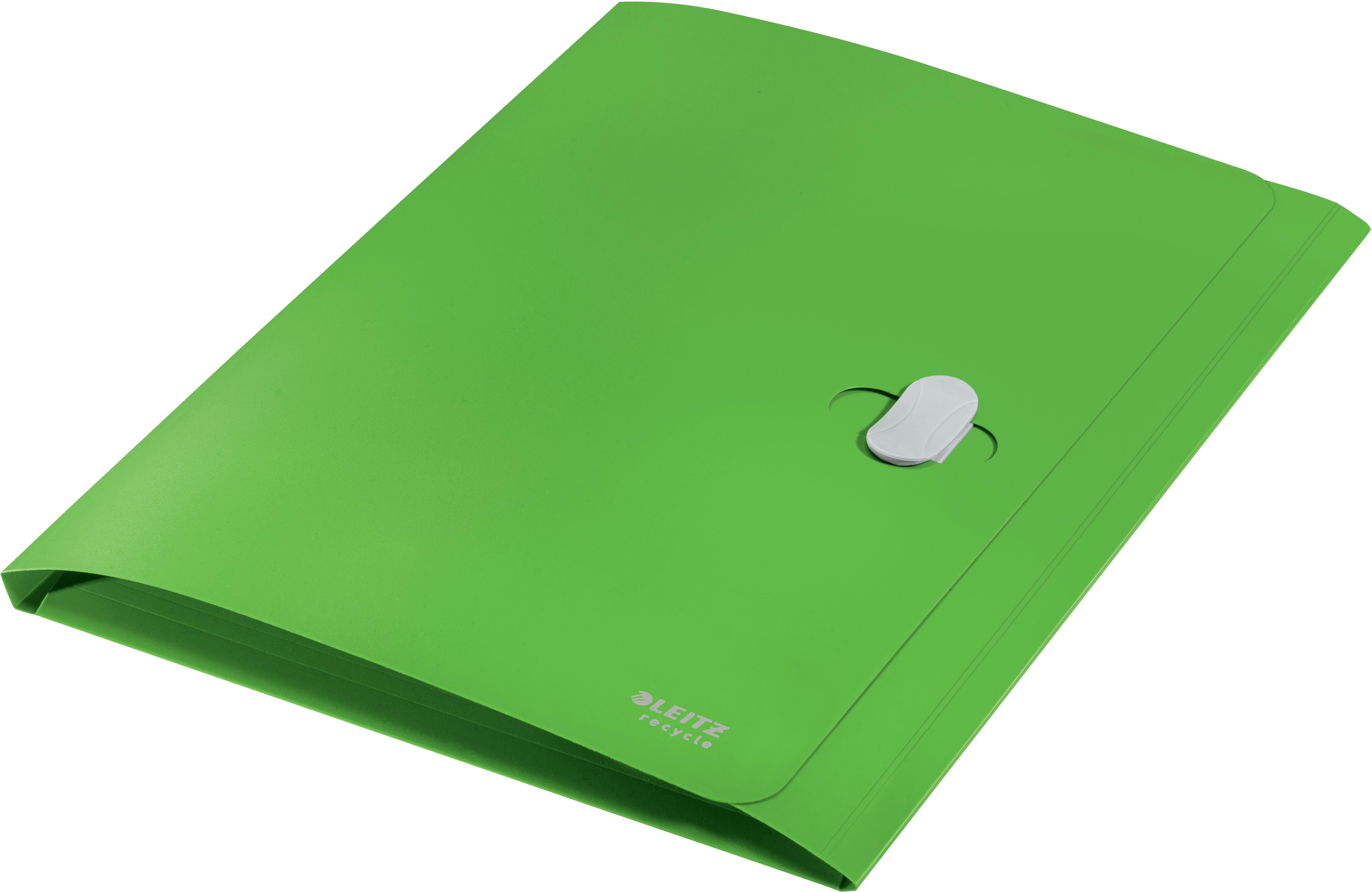 LEITZ RECYCLE A4 se stiskacím knoflíkem, zelené - papírový úklidník pro snadné třízení a archivování dokumentů.