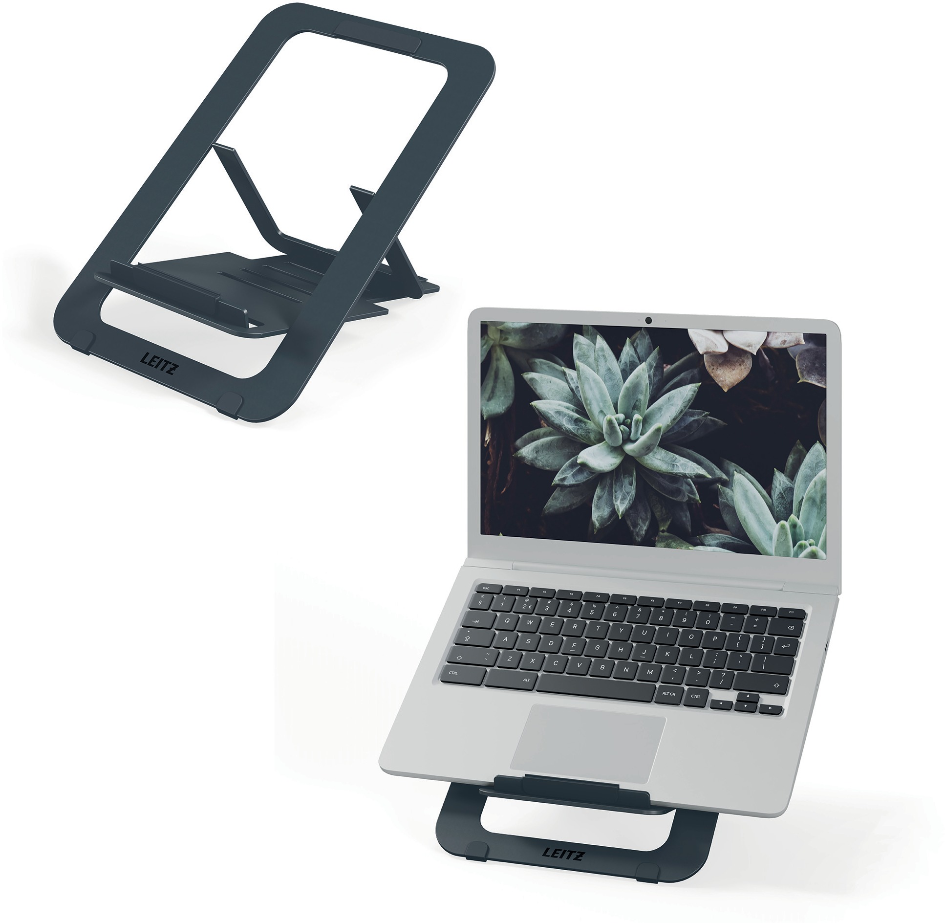 LEITZ ERGO Aluminium Ultra-Flat Adjustable Laptop Stand, šedý