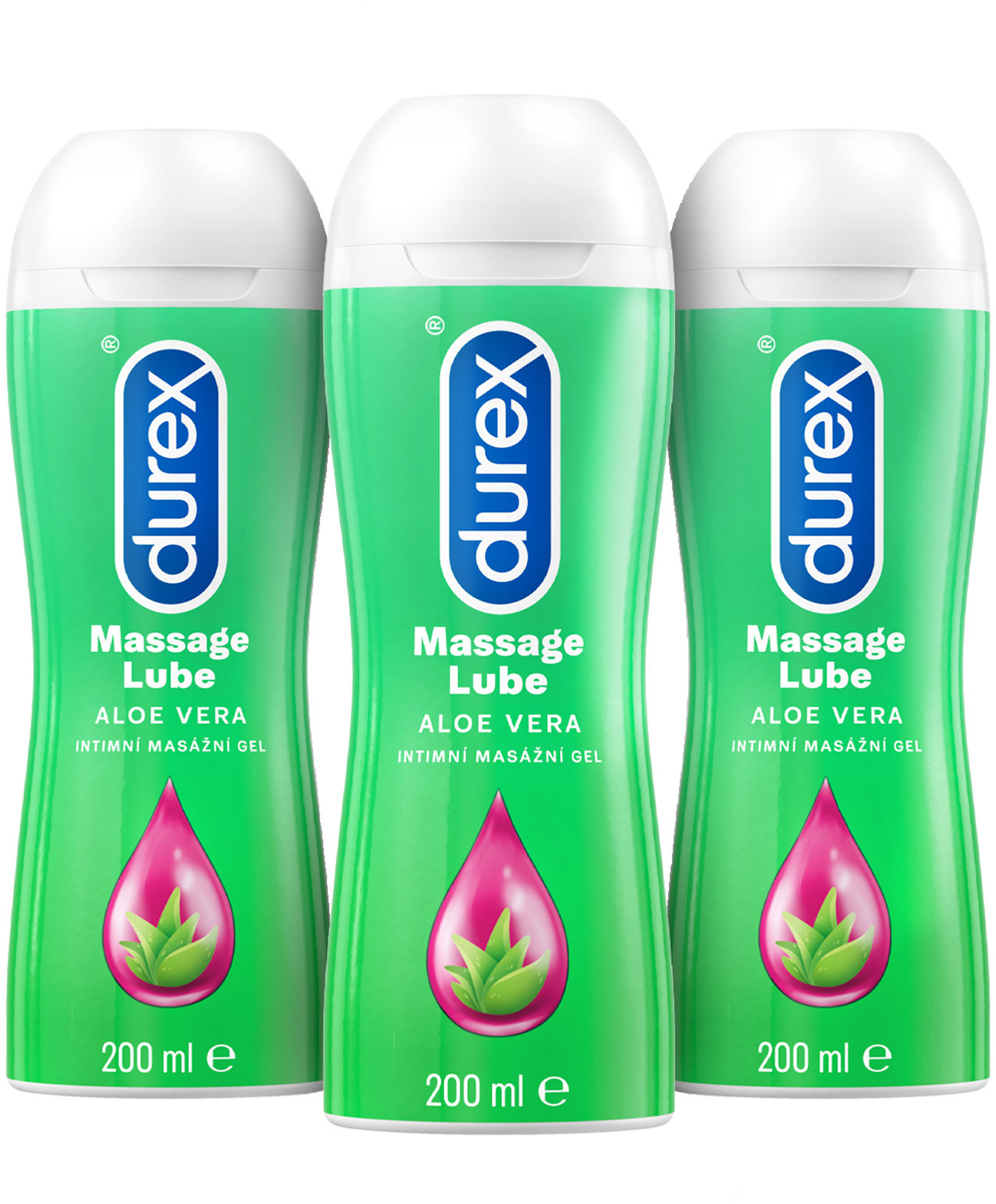 DUREX Masážní gel 2v1 s Aloe Vera 3× 200 ml