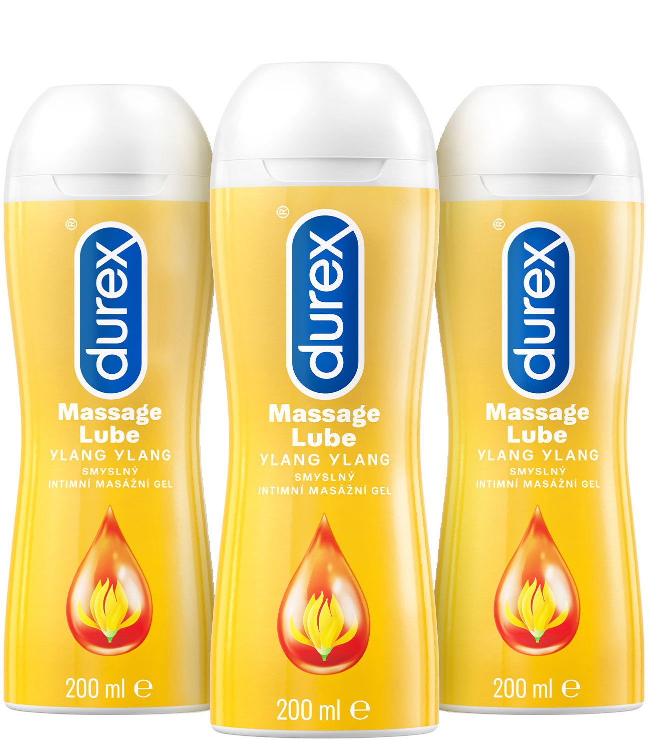 DUREX Masážní gel 2v1 Ylang Ylang 3× 200 ml