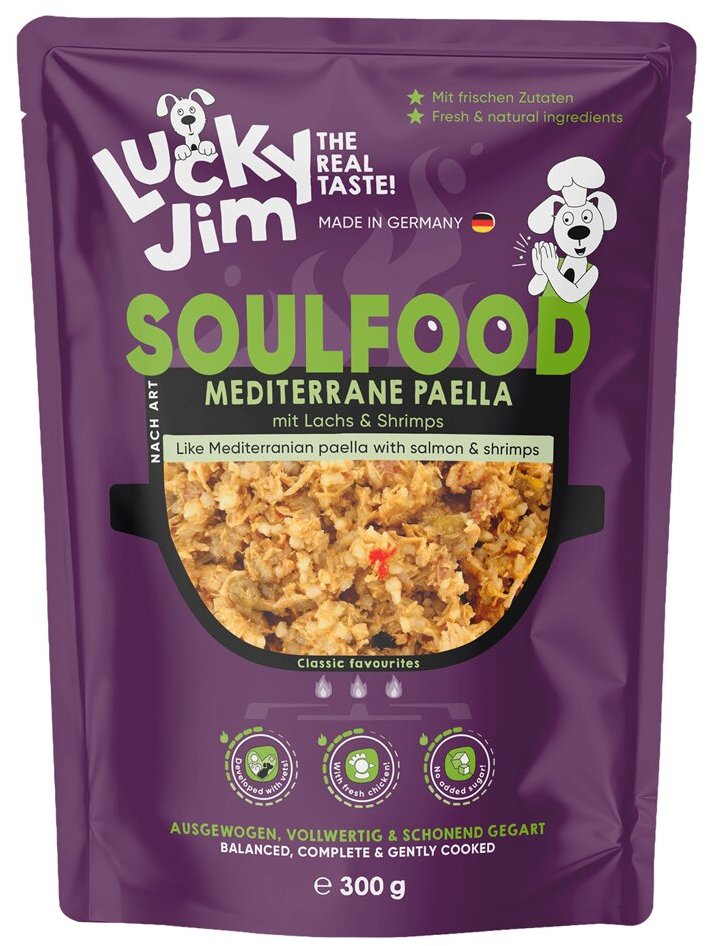 Lucky Jim Soulfood Paella Středomořská paella s lososem a krevetami 300 g