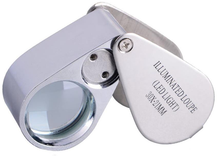 Verk Skládací mineralogická lupa LED - zvětšení 30 ×, průměr 21 mm