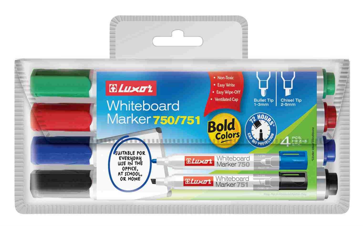 LUXOR Whiteboard Marker 750/751 - sada 4 barev