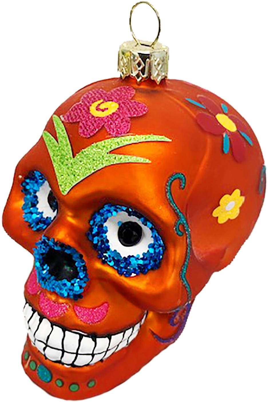 LAALU Ozdoba lebka s ornamenty oranžová 9 cm