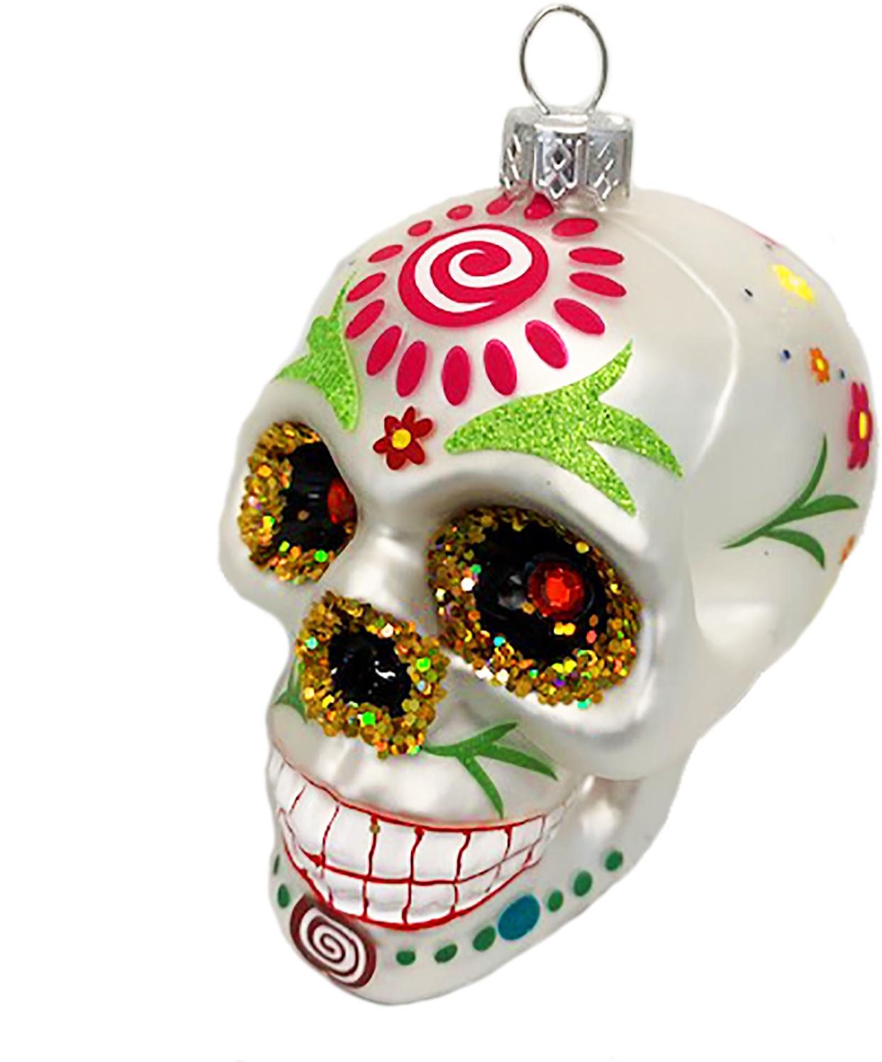 LAALU Ozdoba lebka s barevnými ornamenty stříbrná 9 cm