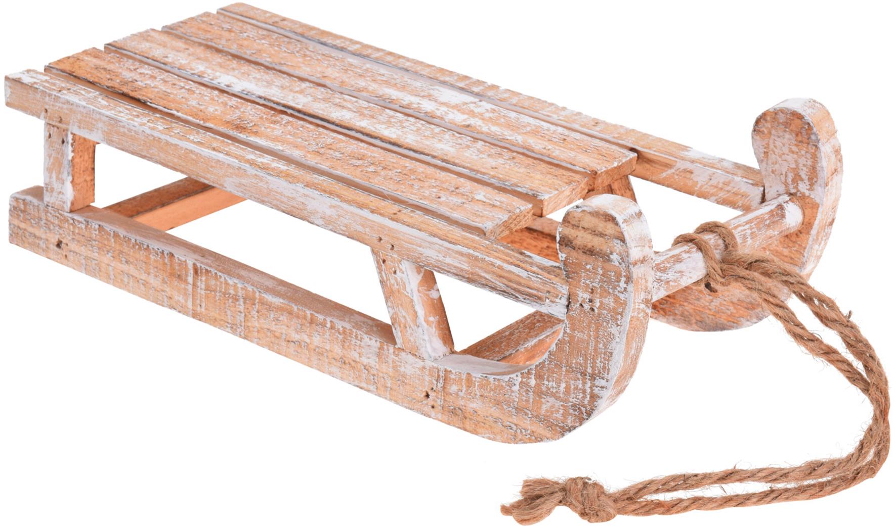 LAALU Sáňky hnědé dřevěné 30 cm