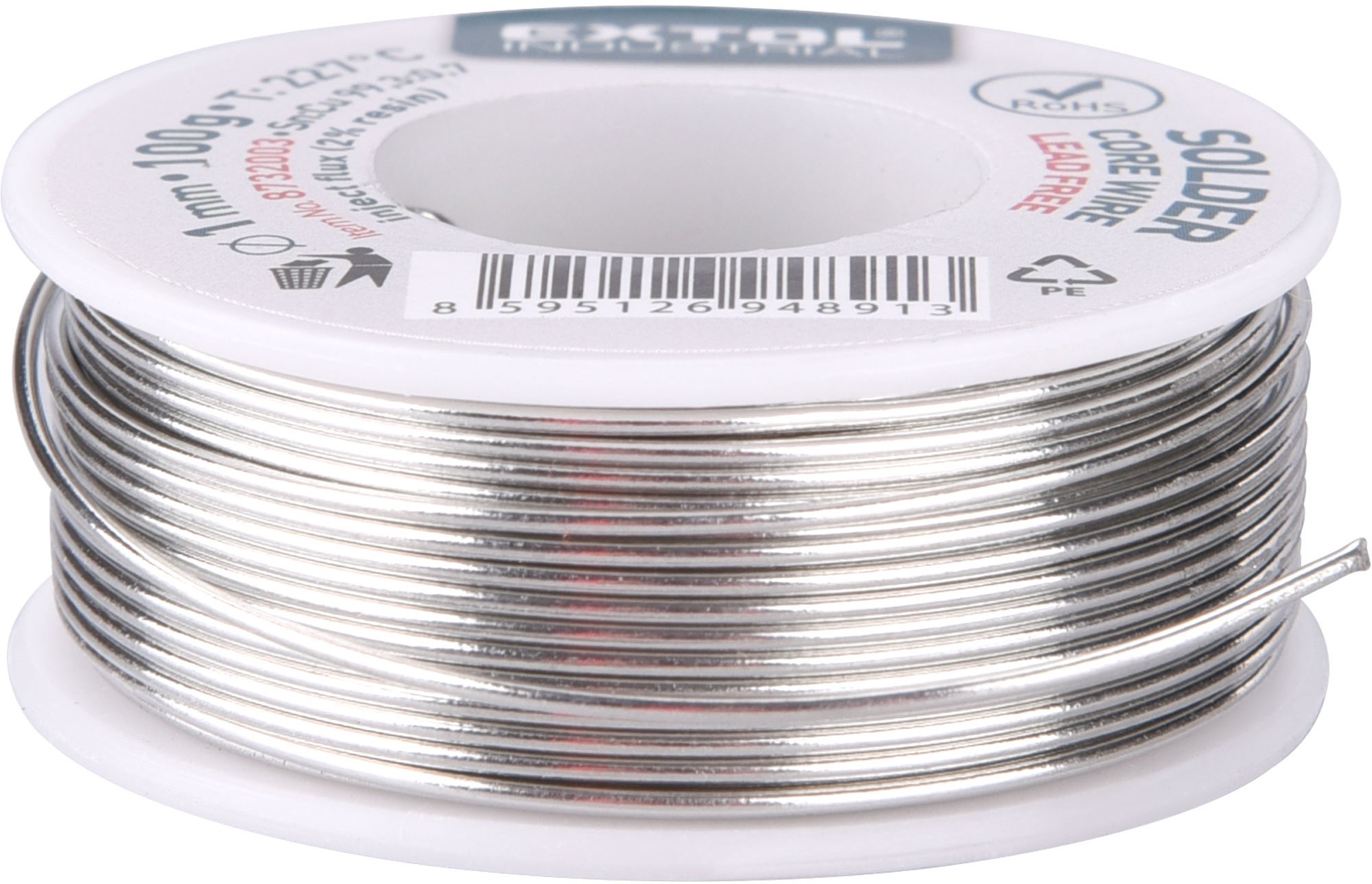 EXTOL INDUSTRIAL drát pájecí trubičkový Sn 99,3%/0,7%Cu, 100g, 8732003
