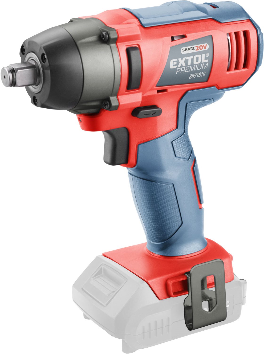 EXTOL PREMIUM utahovák rázový 1/2' aku SHARE20V, 180Nm, 20V Li-ion, bez baterie a nabíječky, 8891811
