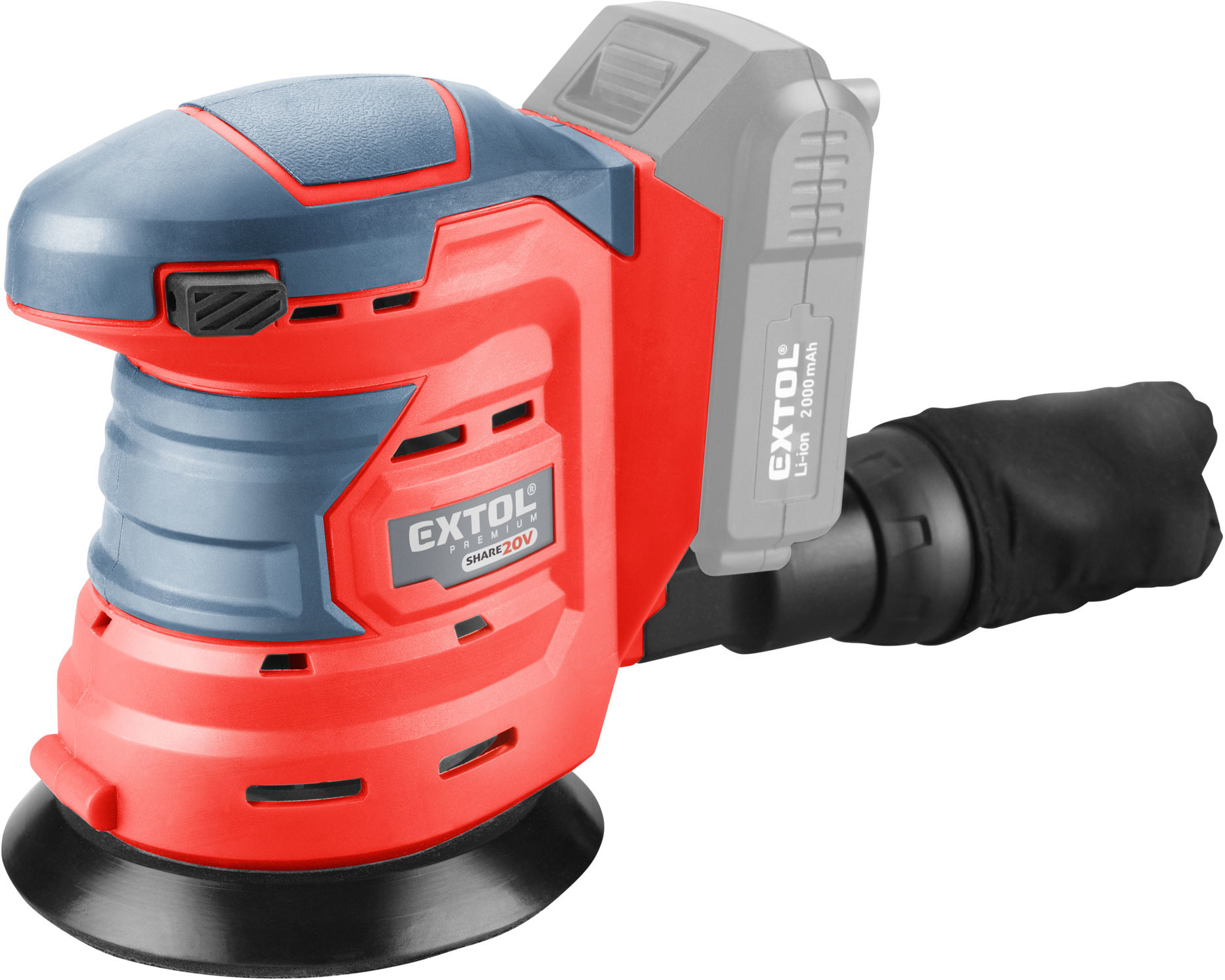 EXTOL PREMIUM Bruska excentrická AKU SHARE20V, 125 mm 8891847 (bez AKU)