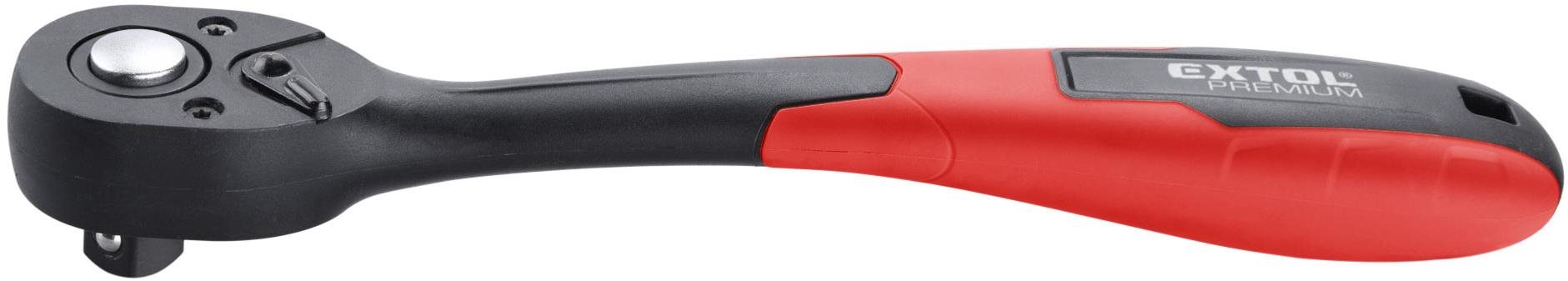 EXTOL PREMIUM ráčna tvarovaná, 72 zubů, 1/2', L 250mm, Crv, 8816410