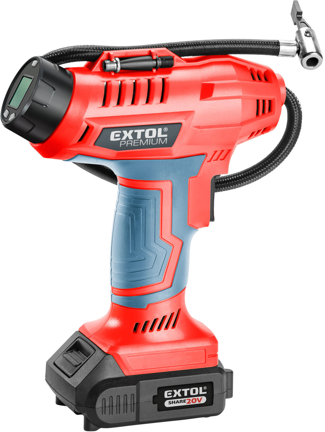 EXTOL PREMIUM Kompresor domácí AKU SHARE20V, 20V Li-ion 8891874 (1 × 2 Ah)