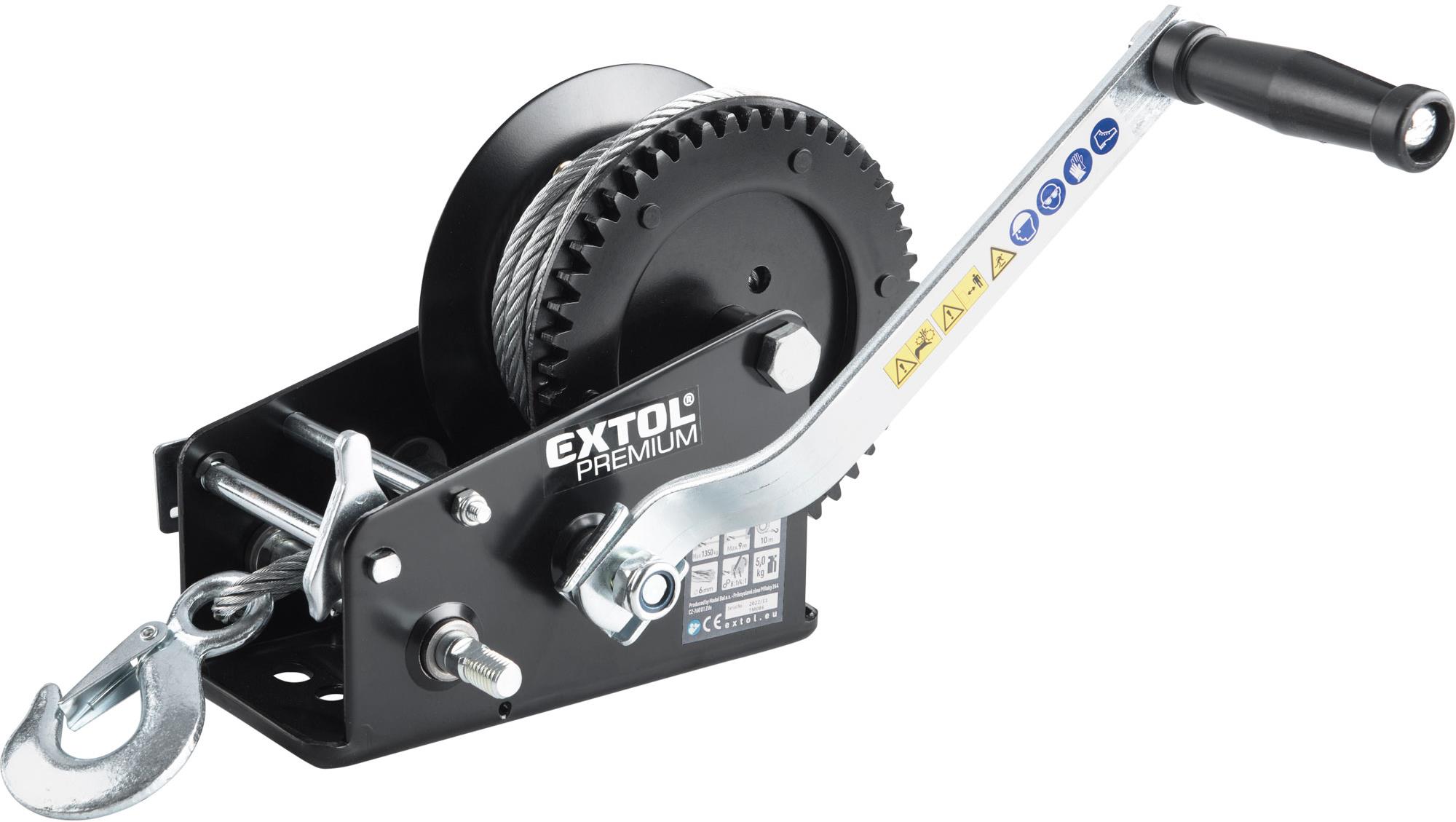 EXTOL PREMIUM naviják lanový s klikou, do 1350kg/10m lanko, 8861305