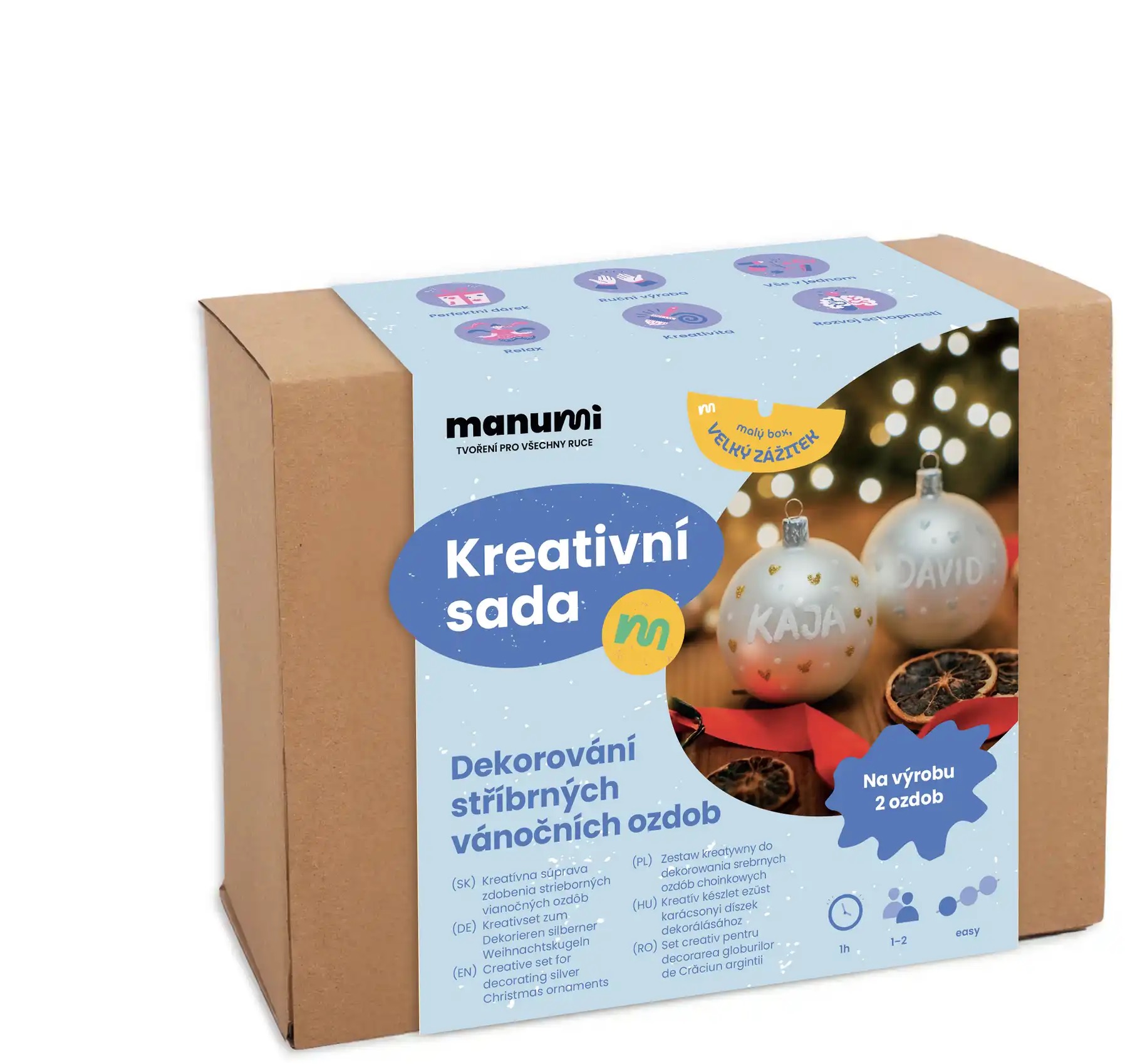 Manumi Kreativní sada na dekorování vánočních ozdob stříbrná