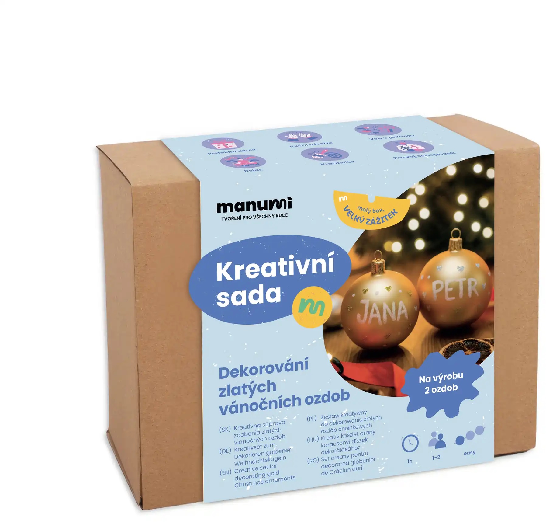 Manumi Kreativní sada na dekorování vánočních ozdob zlatá