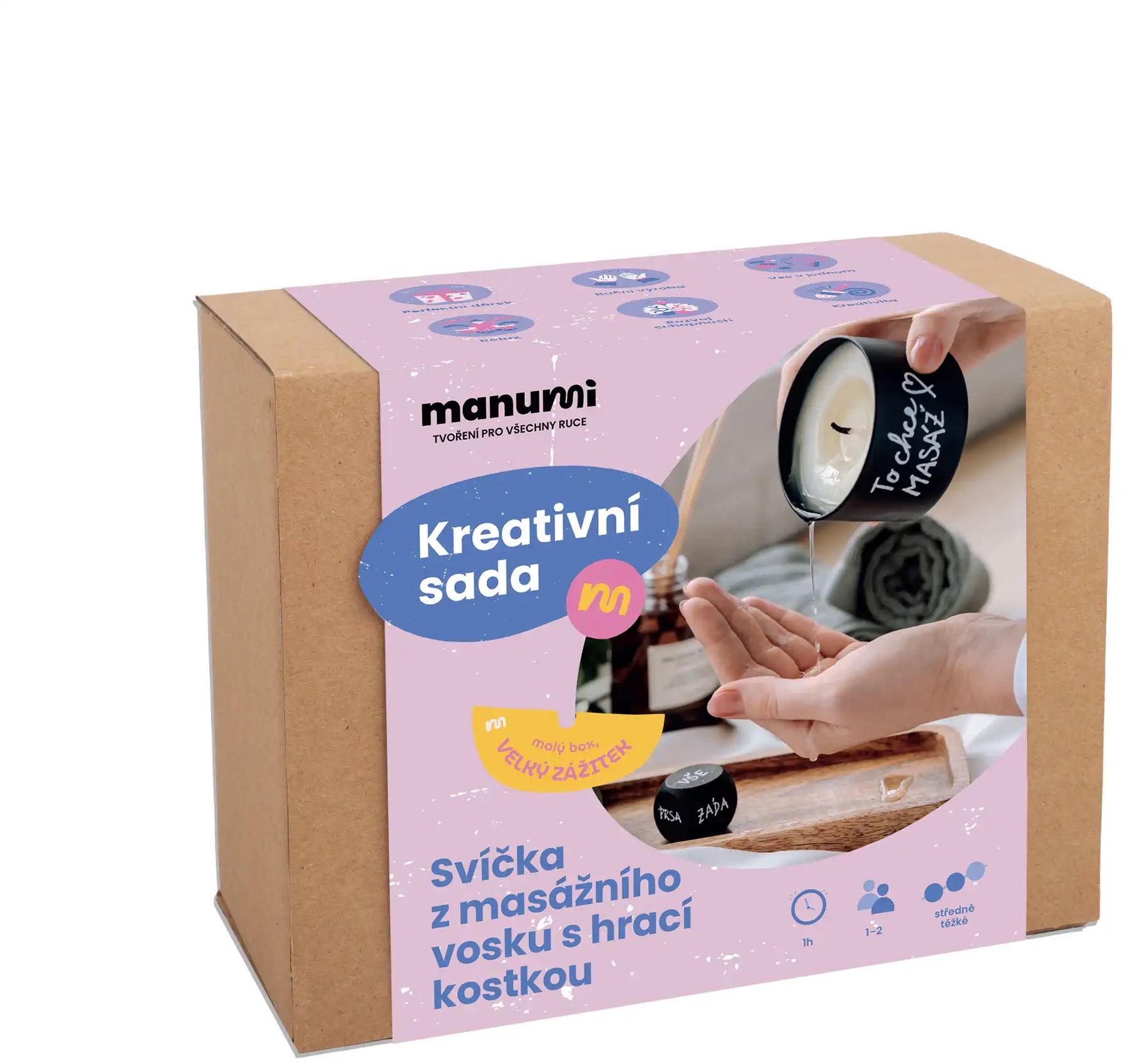 Manumi Kreativní sada na výrobu svíčky z masážního vosku s hrací kostkou