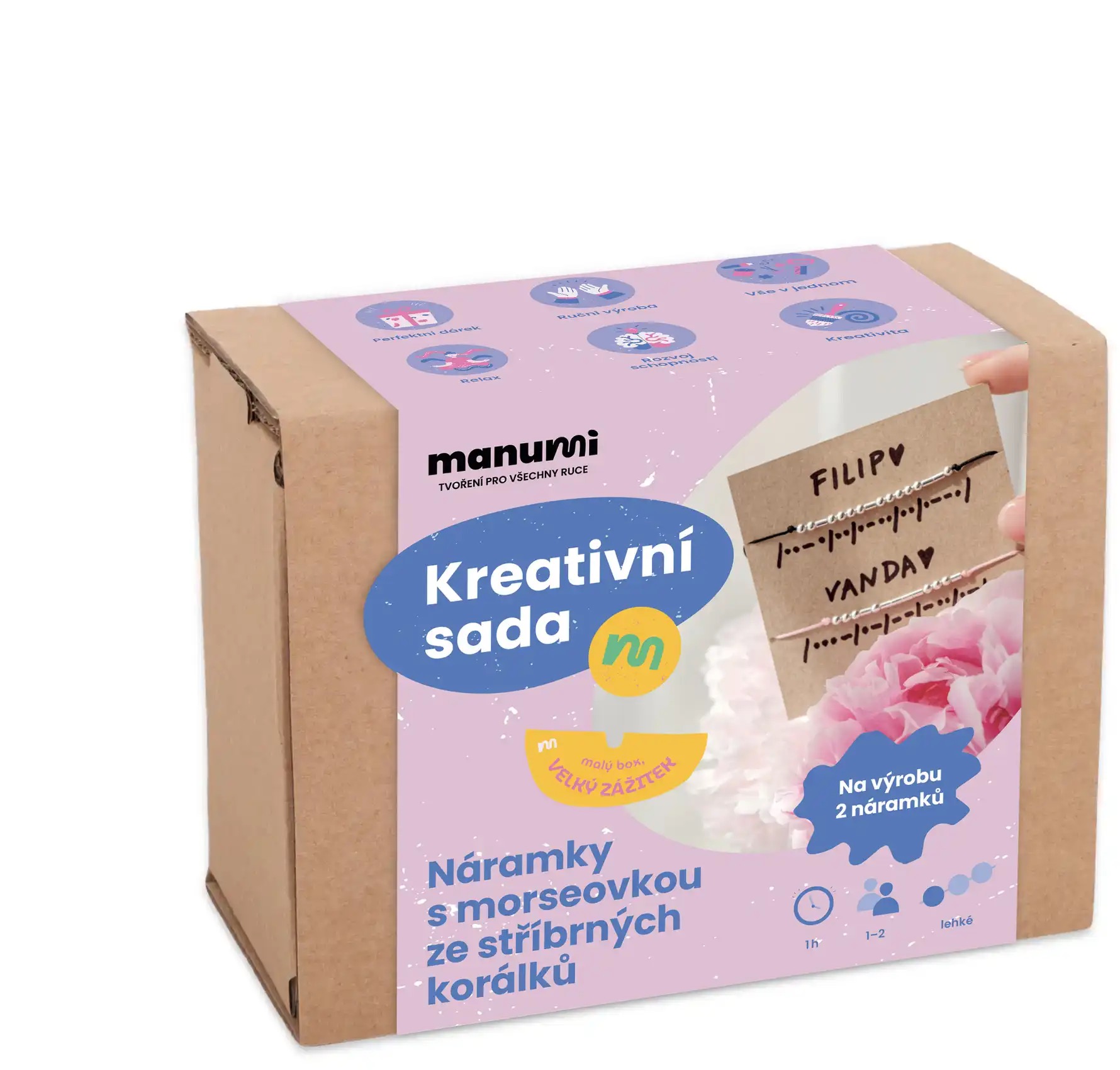 Manumi Kreativní sada na výrobu náramků s morseovkou ze stříbrných korálků