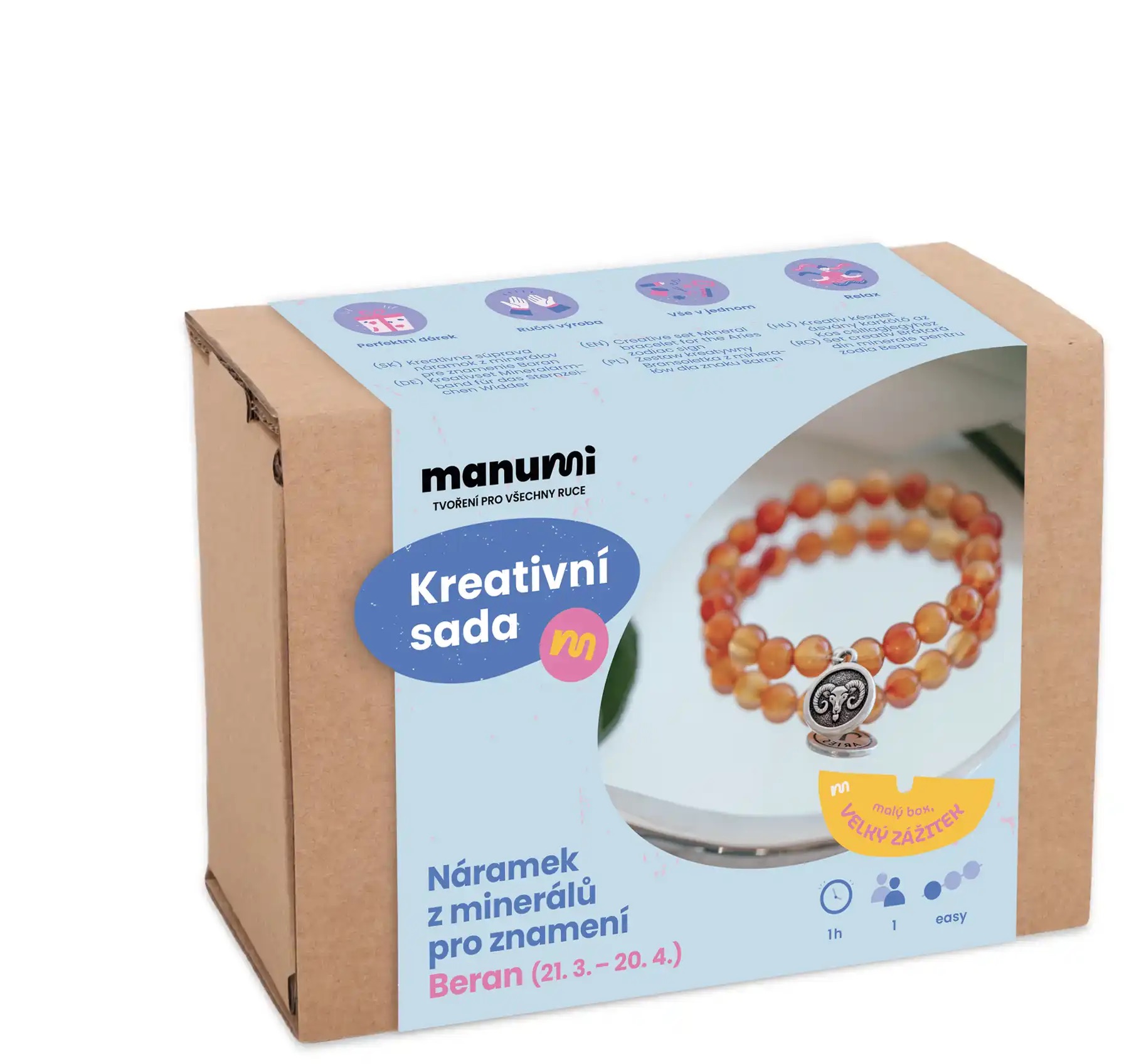 Manumi Kreativní sada na výrobu náramku z minerálů se znamením zvěrokruhu Beran
