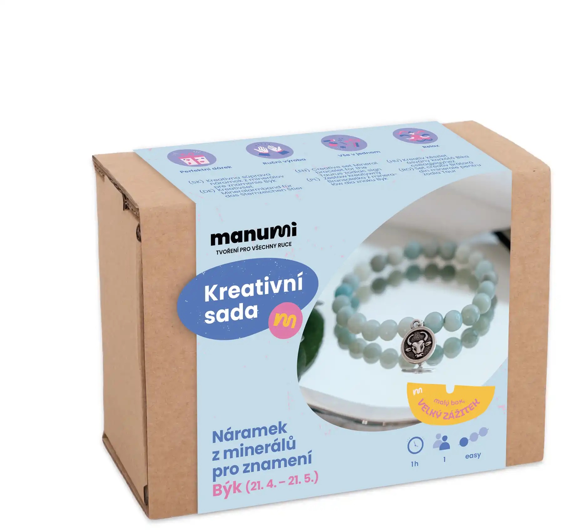 Manumi Kreativní sada na výrobu náramku z minerálů se znamením zvěrokruhu Býk