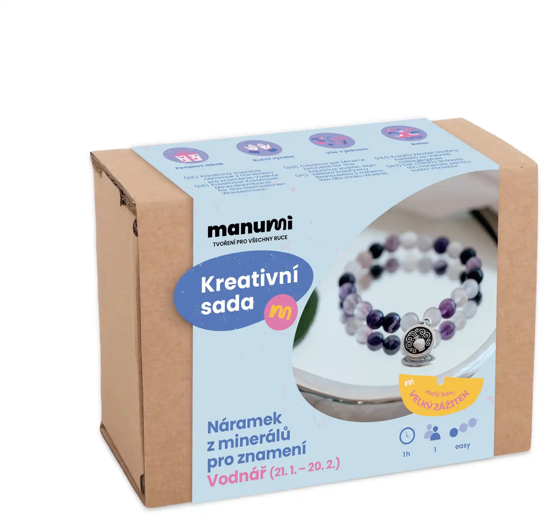 Manumi Kreativní sada na výrobu náramku z minerálů se znamením zvěrokruhu Vodnář