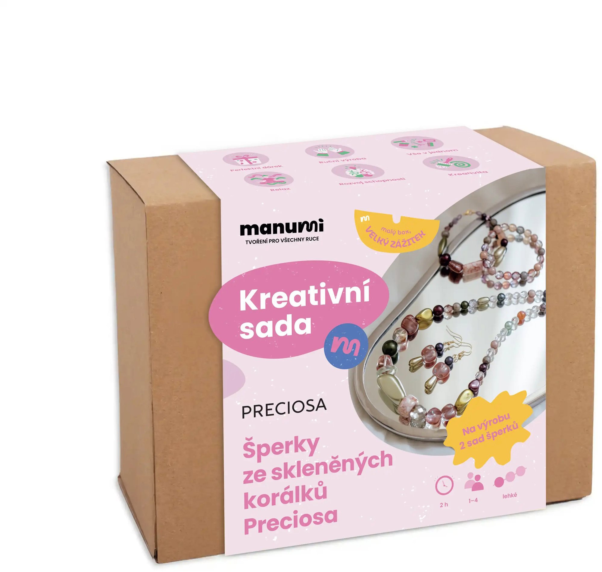 Manumi Kreativní sada na výrobu šperků ze skleněných korálků Preciosa