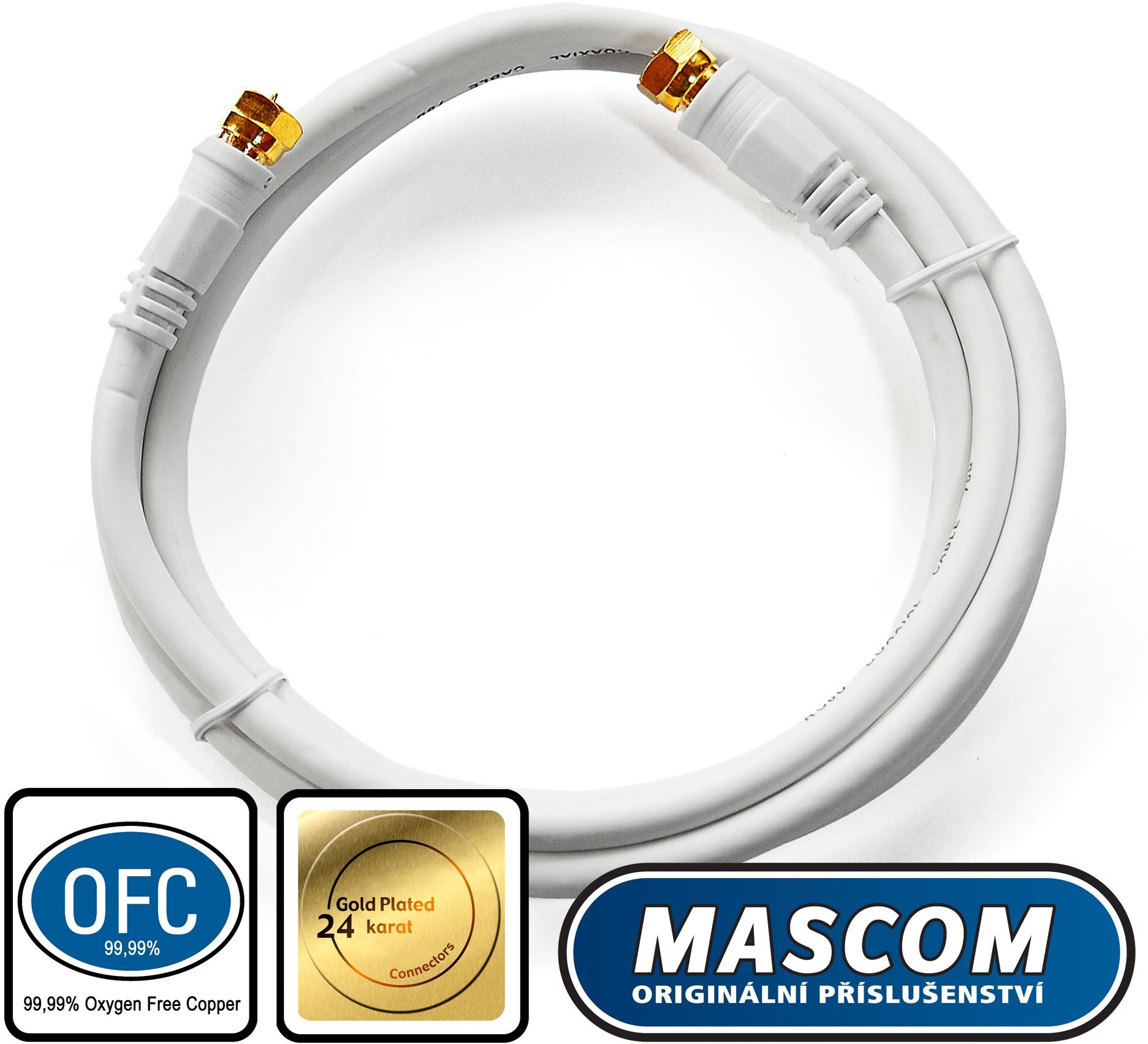 Mascom satelitní kabel 7676-015W, konektory F 1.5m