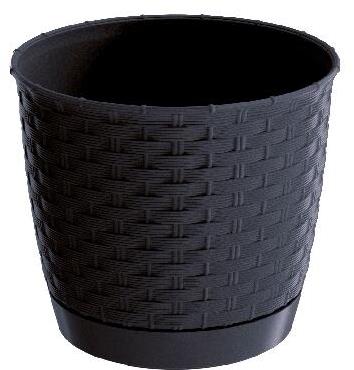 PROSPERPLAST Květináč s miskou RATOLLA ROUND 19, výška 16.5 cm, objem 2.8 l, antracit