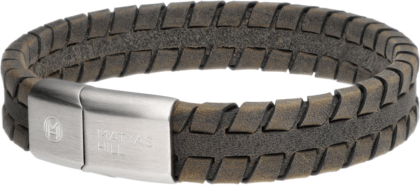 Matyas Hill Pánský kožený náramek 19 cm courage brown-grey