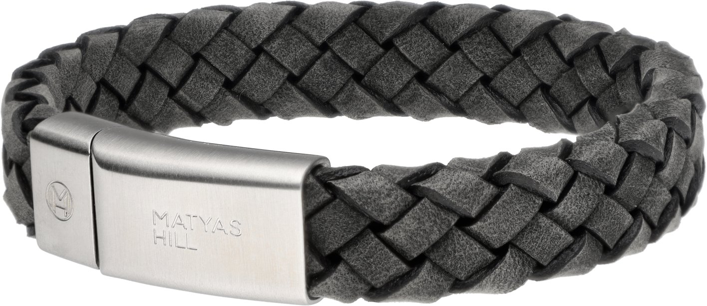 Matyas Hill Pánský kožený náramek 19 cm strength grey