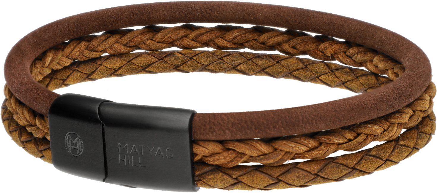 Matyas Hill Pánský kožený náramek 21 cm phoenix brown