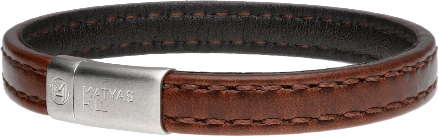 Matyas Hill Pánský kožený náramek 19 cm craft brown