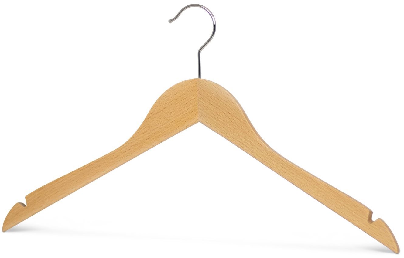 MAWA Dřevěné ergonomické ramínko Business se zářezy, přírodní