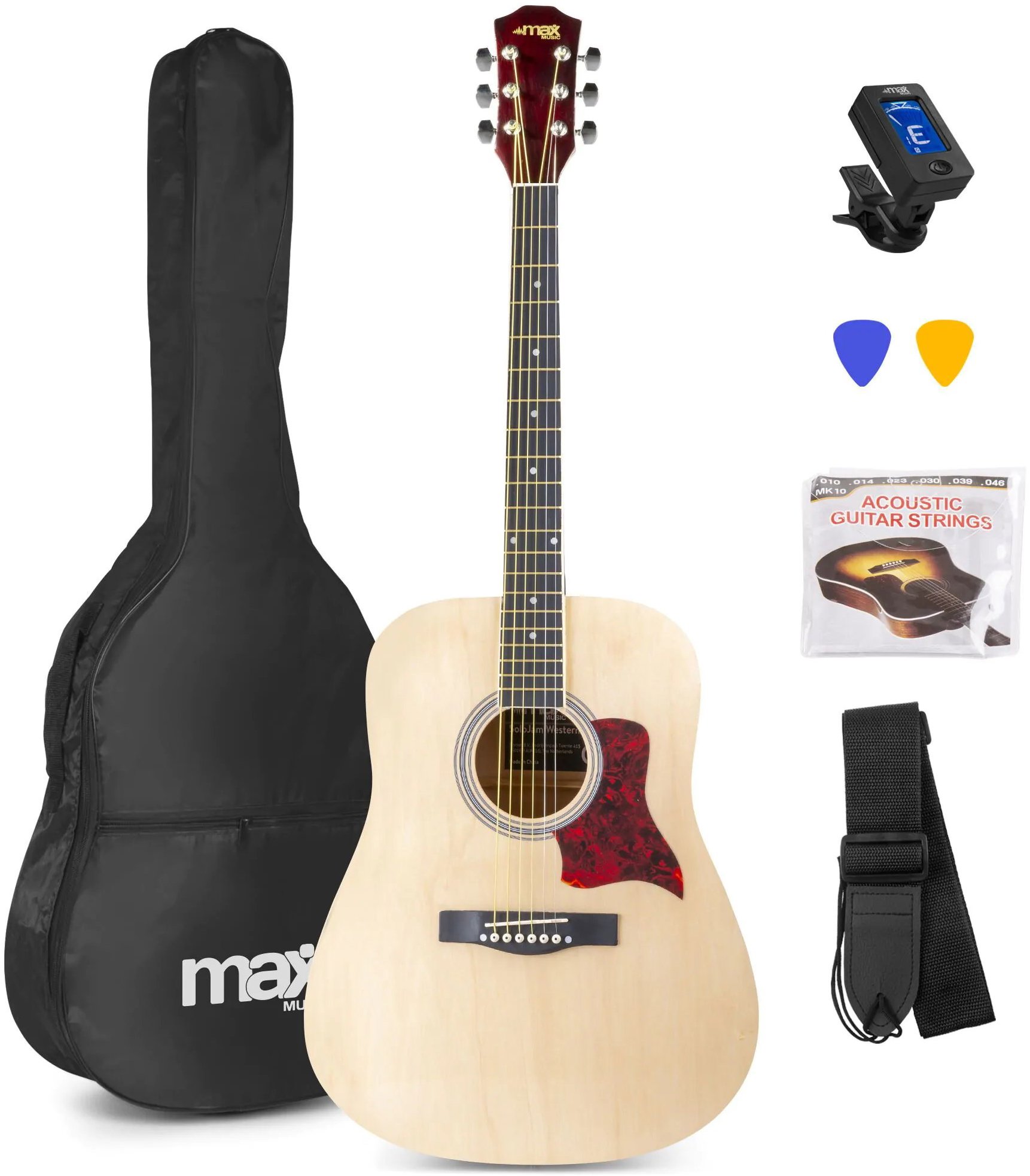 MAX music SoloJam Set westernové akustické kytary a příslušenství, natural