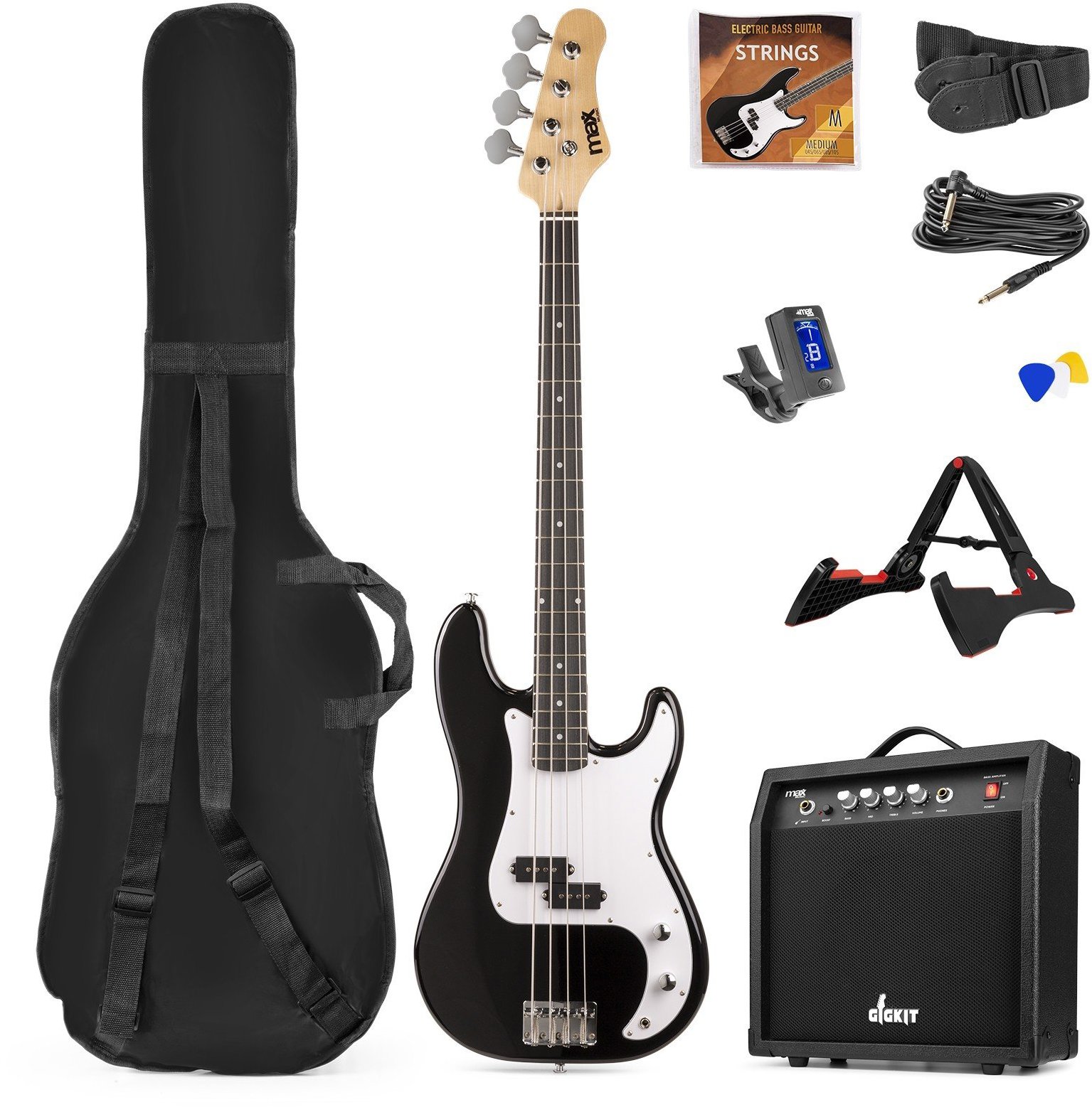 MAX music GigKit Bass Guitar Pack Black