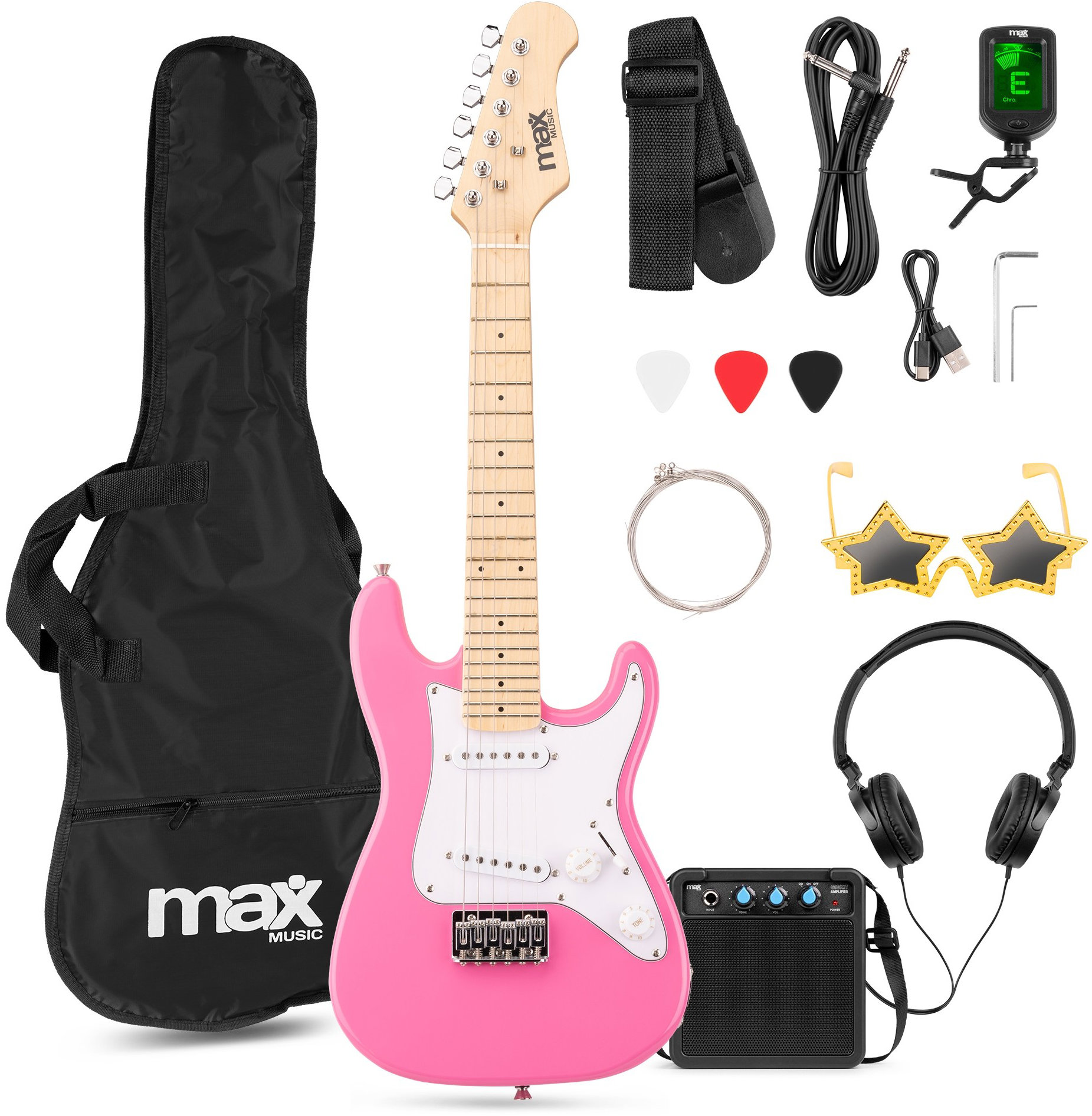 Max music GigKit Junior 1/4 Electric guitar pack Pink