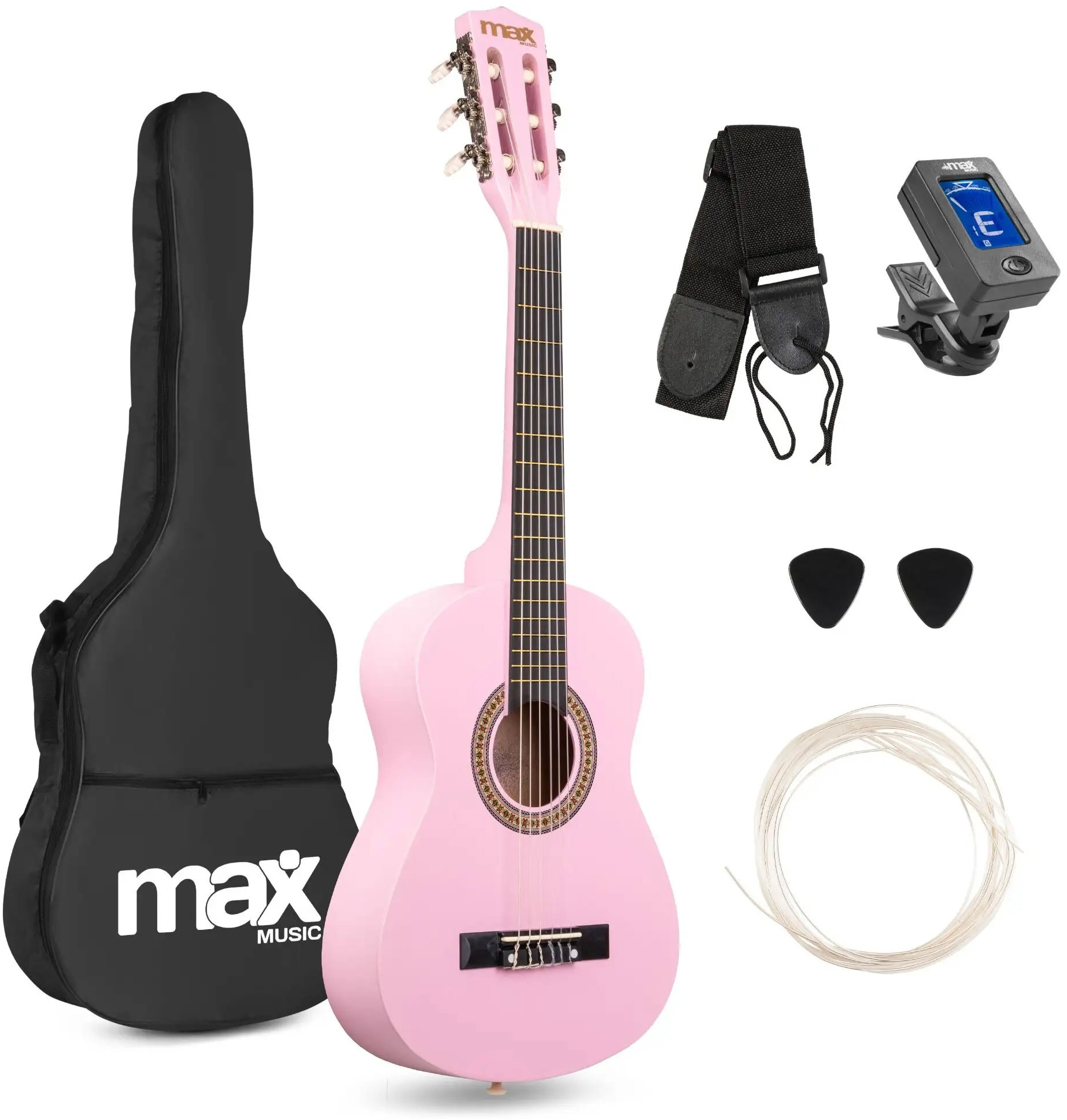 MAX music SoloArt Junior 1/4 Classic guitar pack pink