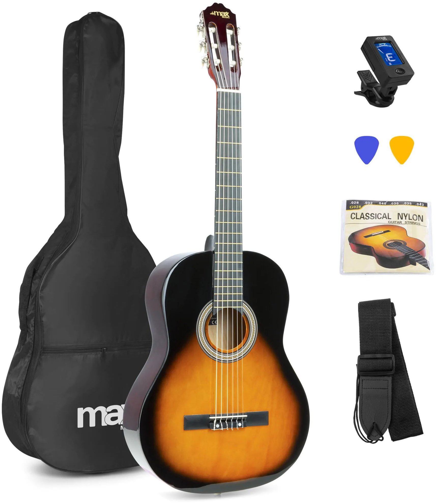 MAX music SoloArt Set klasické kytary a příslušenství, sunburst