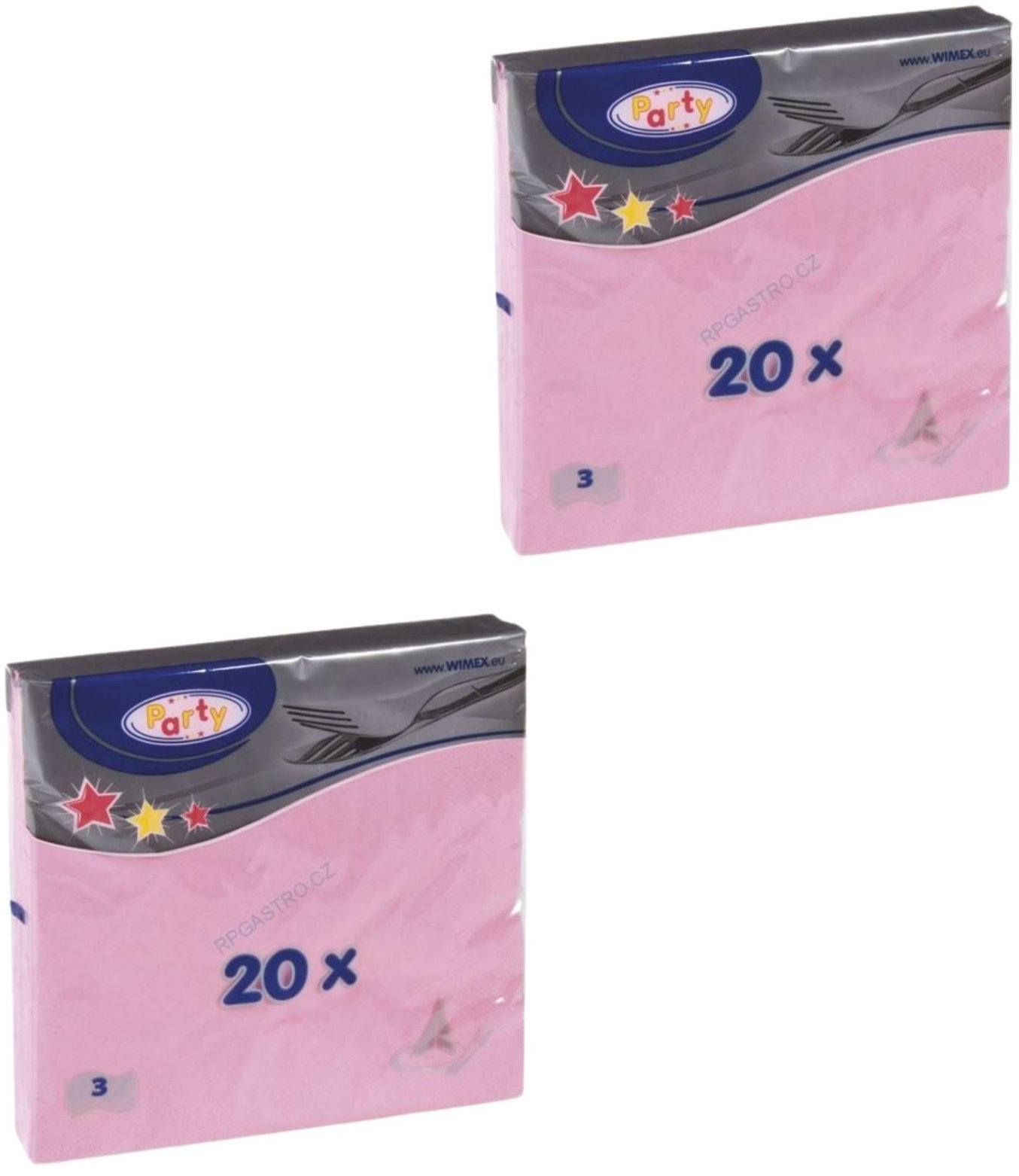 MAZUREK Ubrousky 33 × 33 cm světle růžové - 40 ks - třívrstvé party